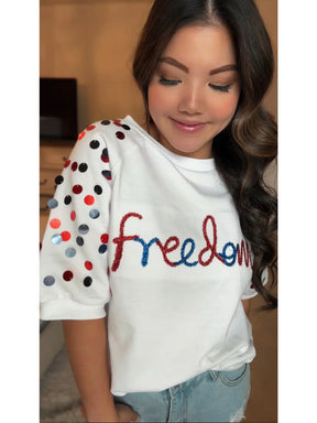 Let Freedom Ring Sequin Sleeve Top