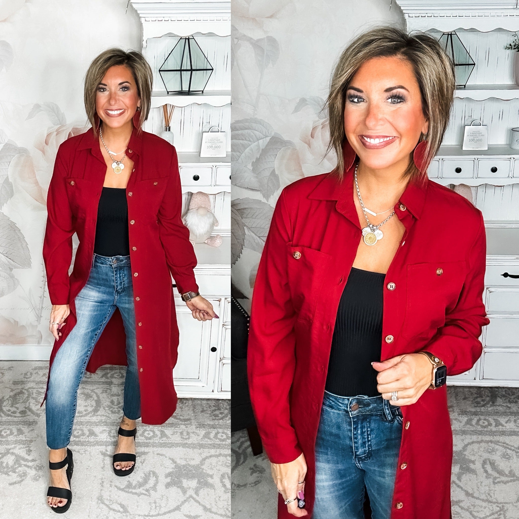 From the Top Button Down Dress - Red