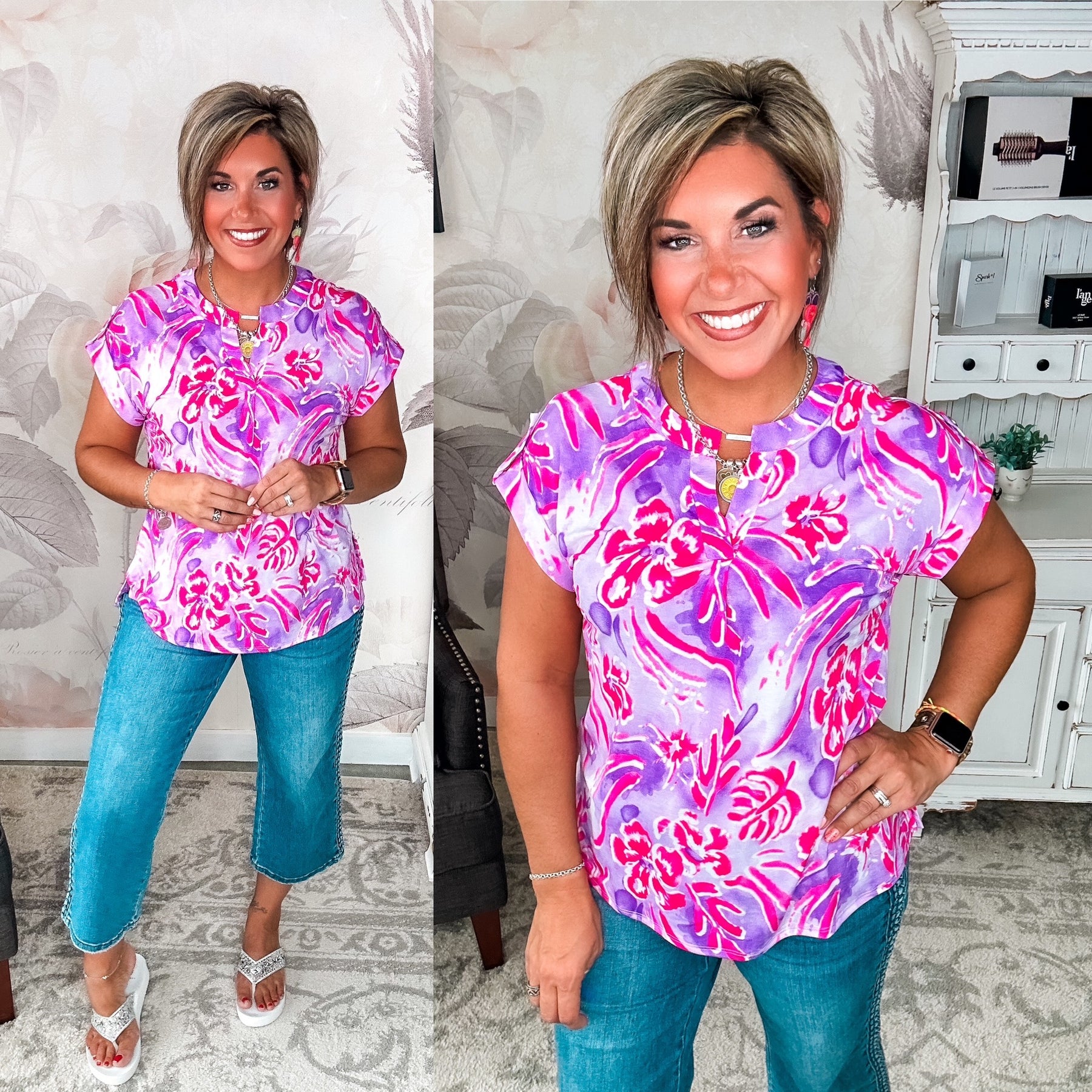 Figure It Out Top Short Sleeve - Purple Multi