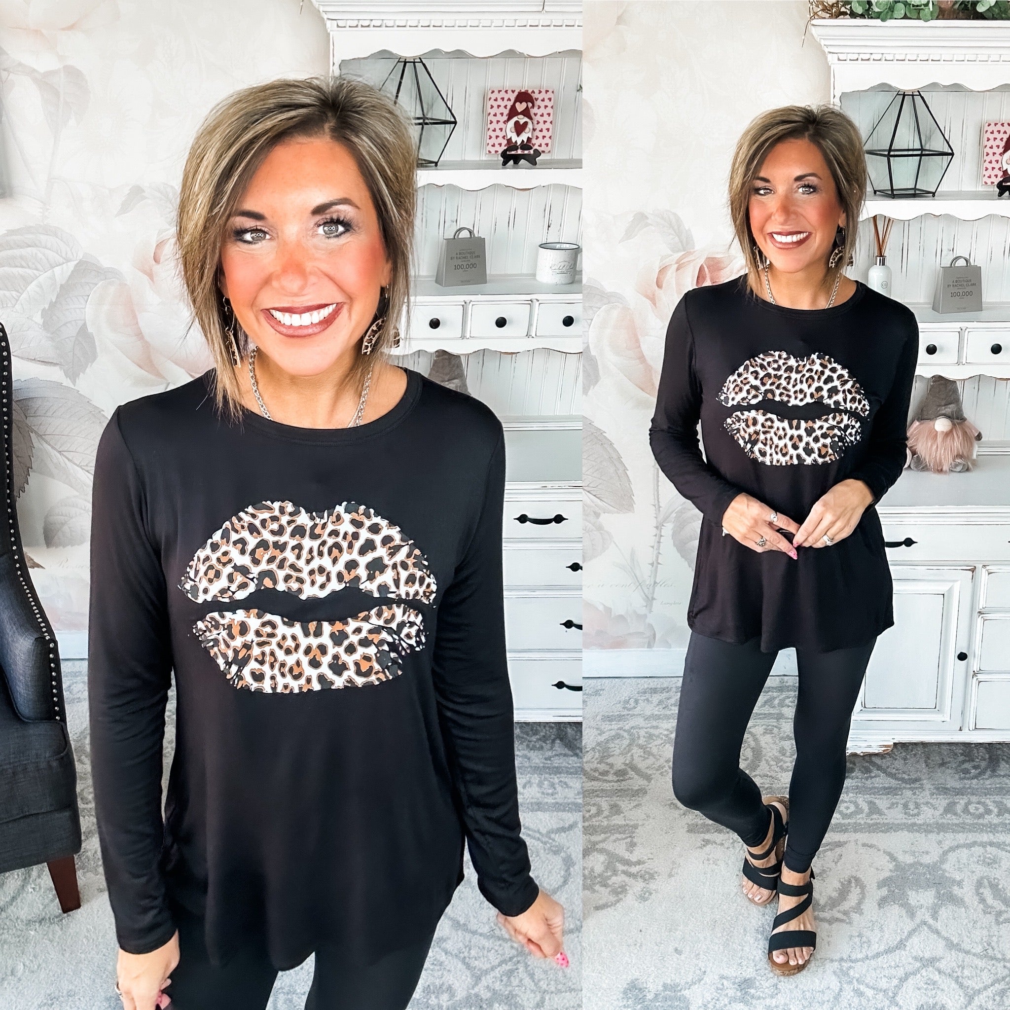 Luxy Leopard Lips Long Sleeve Tee