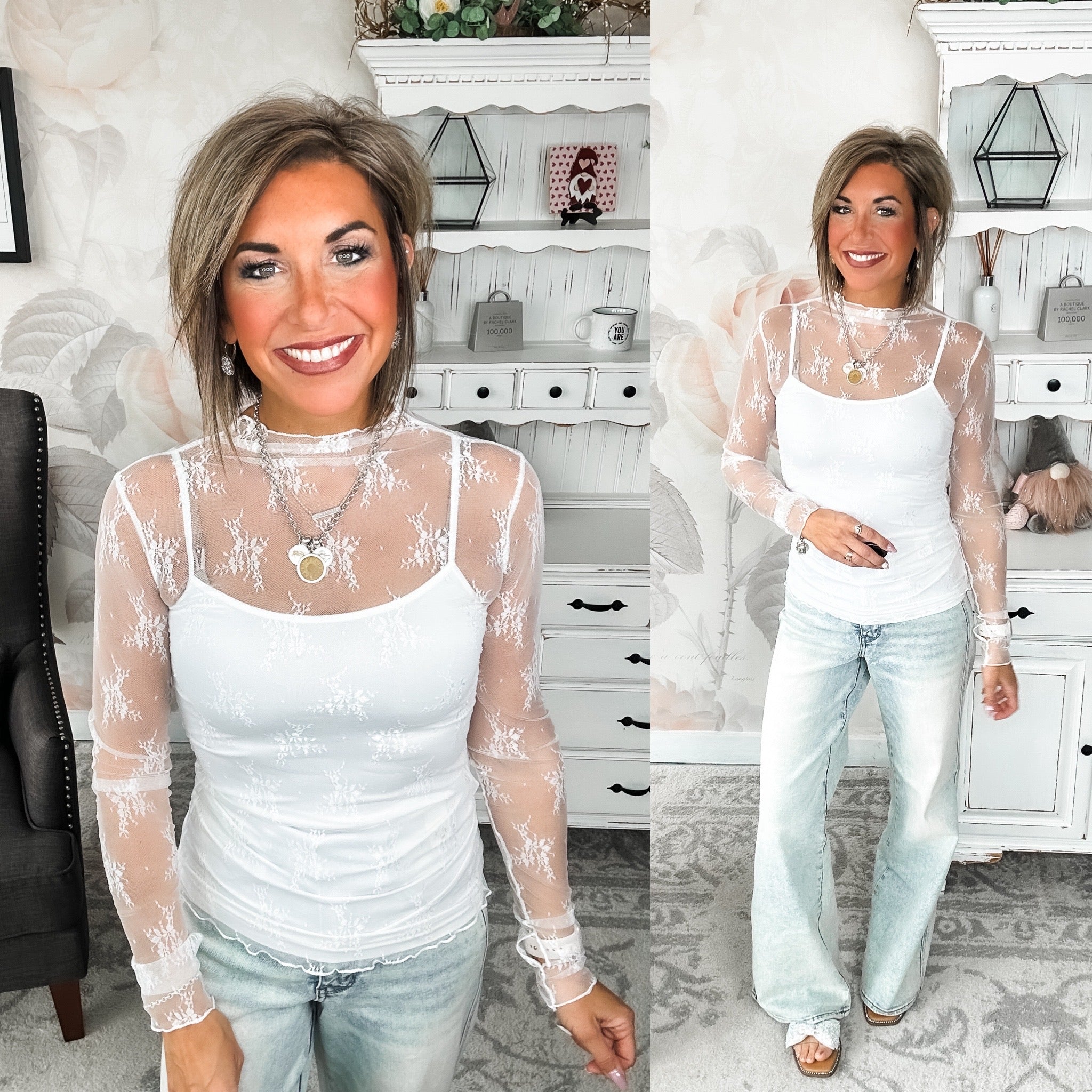 Turn Back Time Mesh Top - Off White