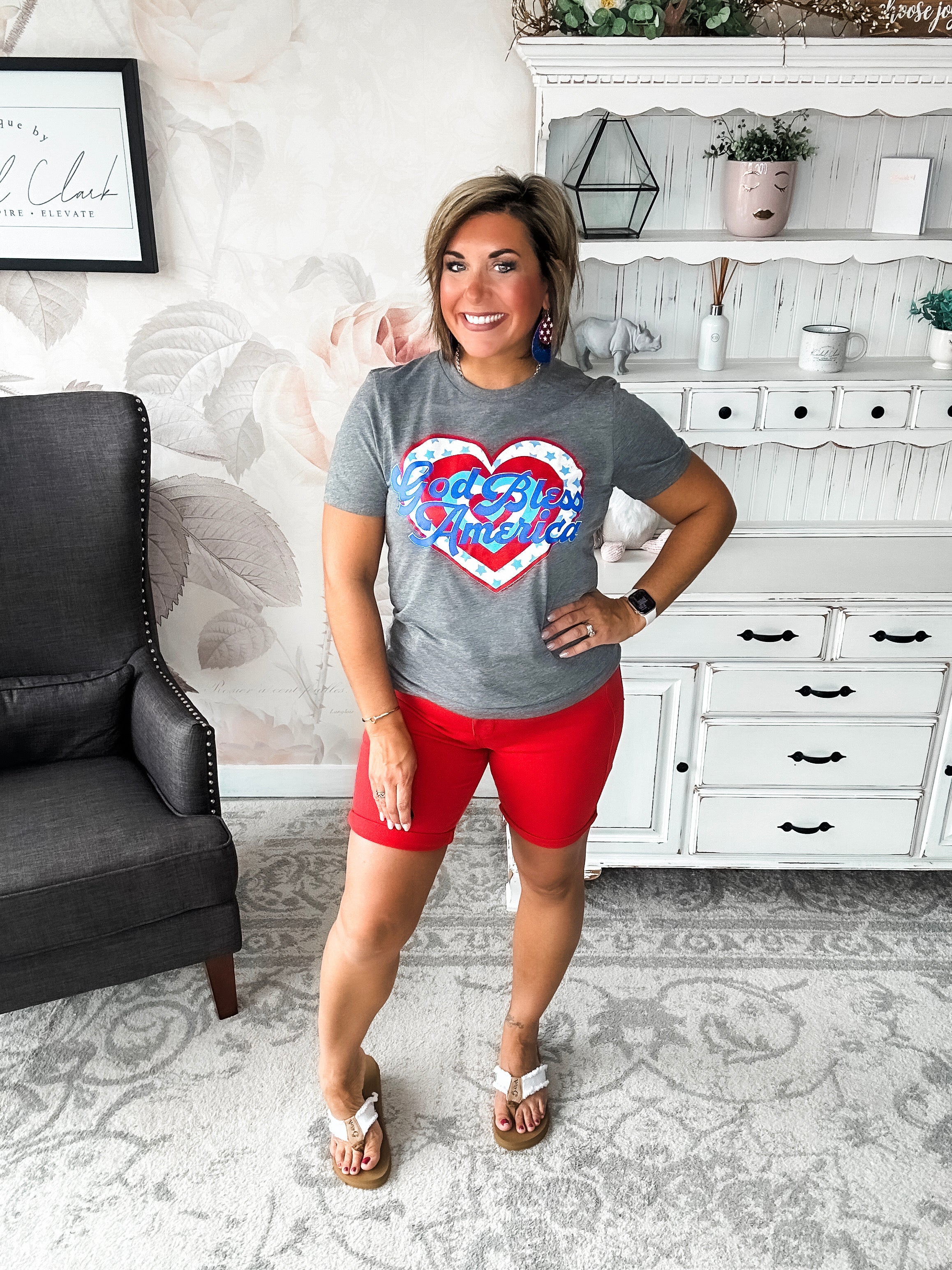 God Bless America Heart Graphic Tee