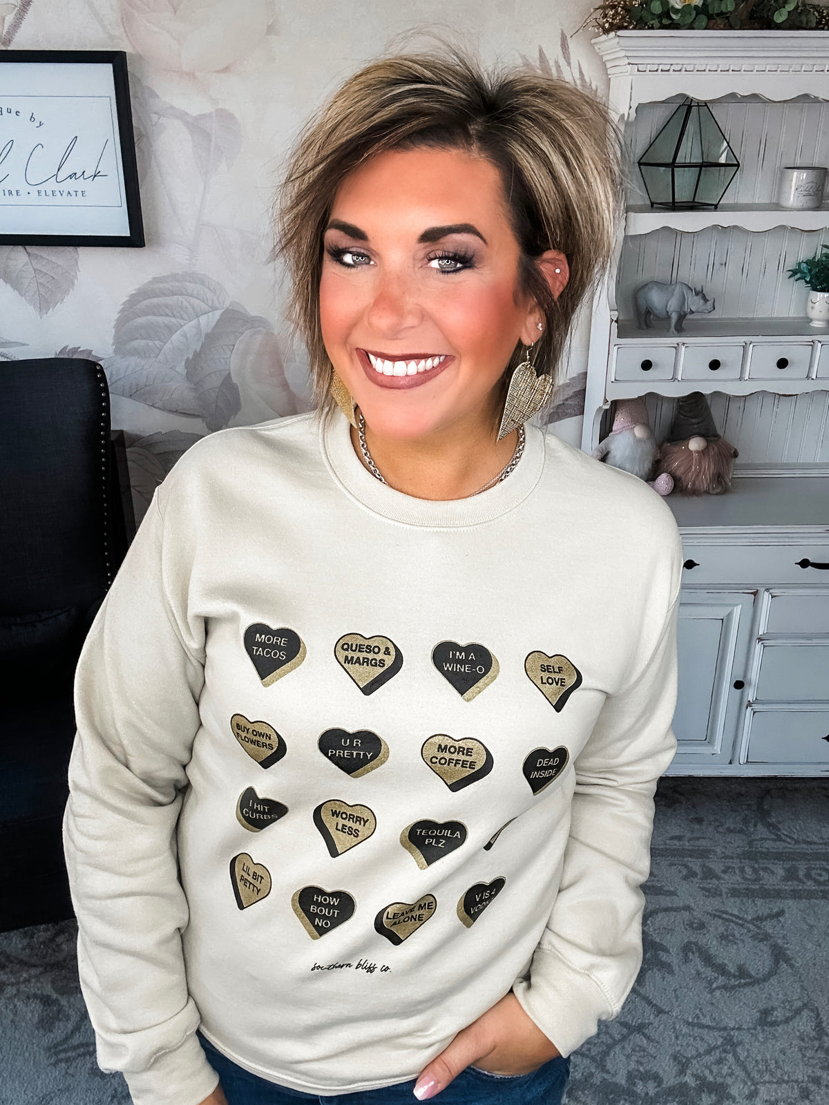 Glitter Candy Hearts Sweatshirt