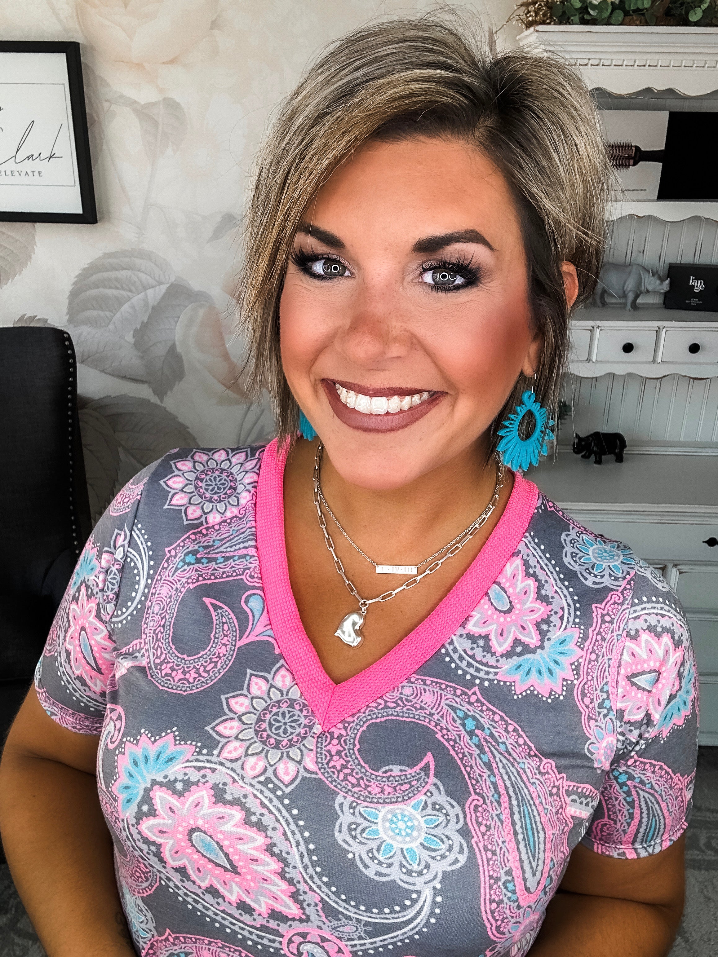 Social Graces Top - Grey Multi