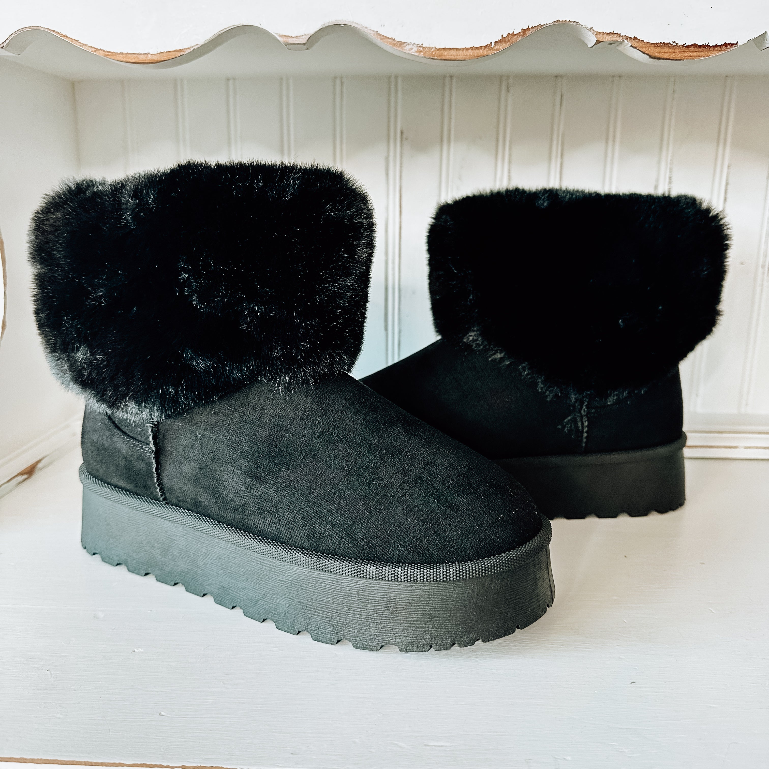Everlie Suede & Fur Boot - Black