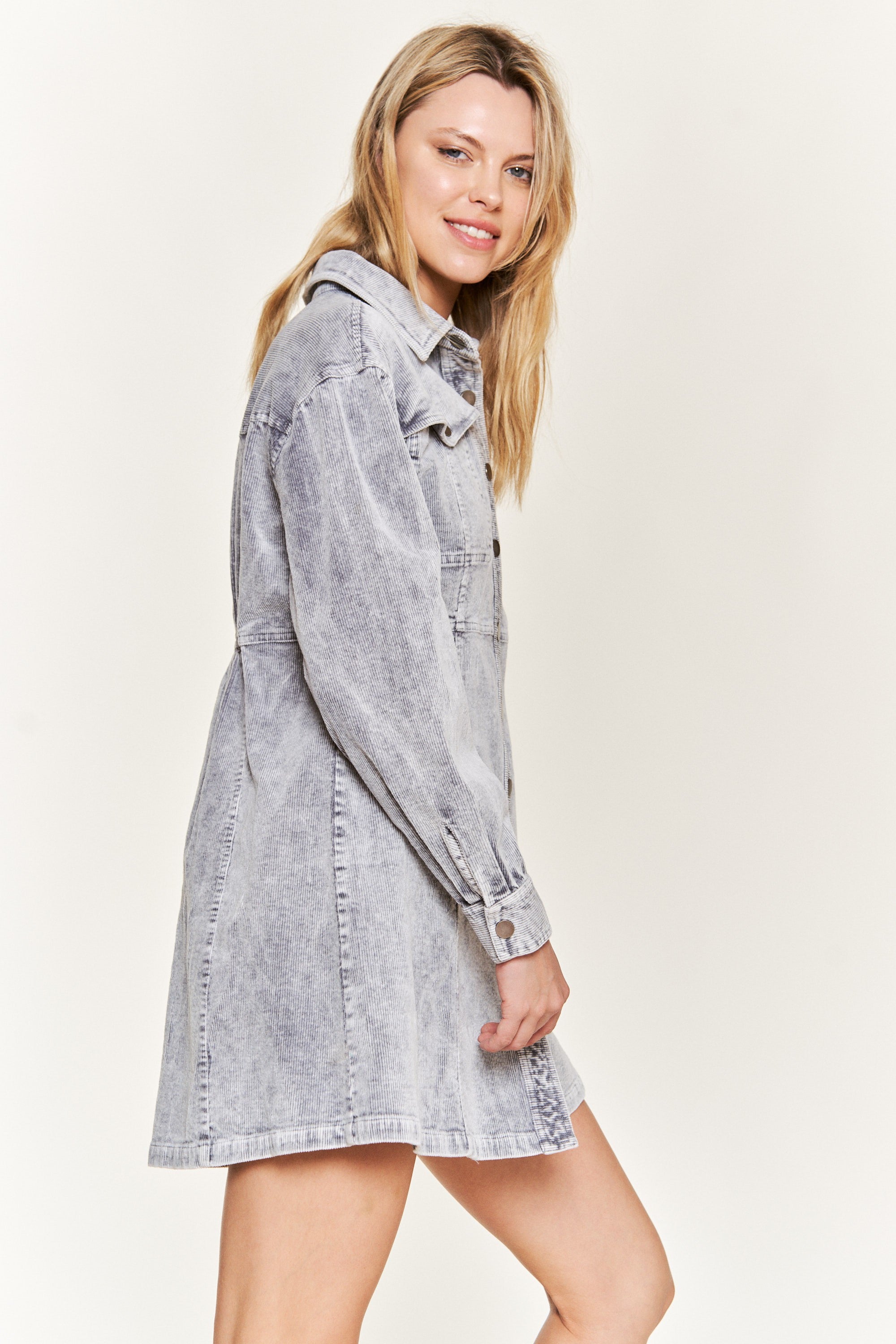 Can't Fight It Corduroy Dress - Grey