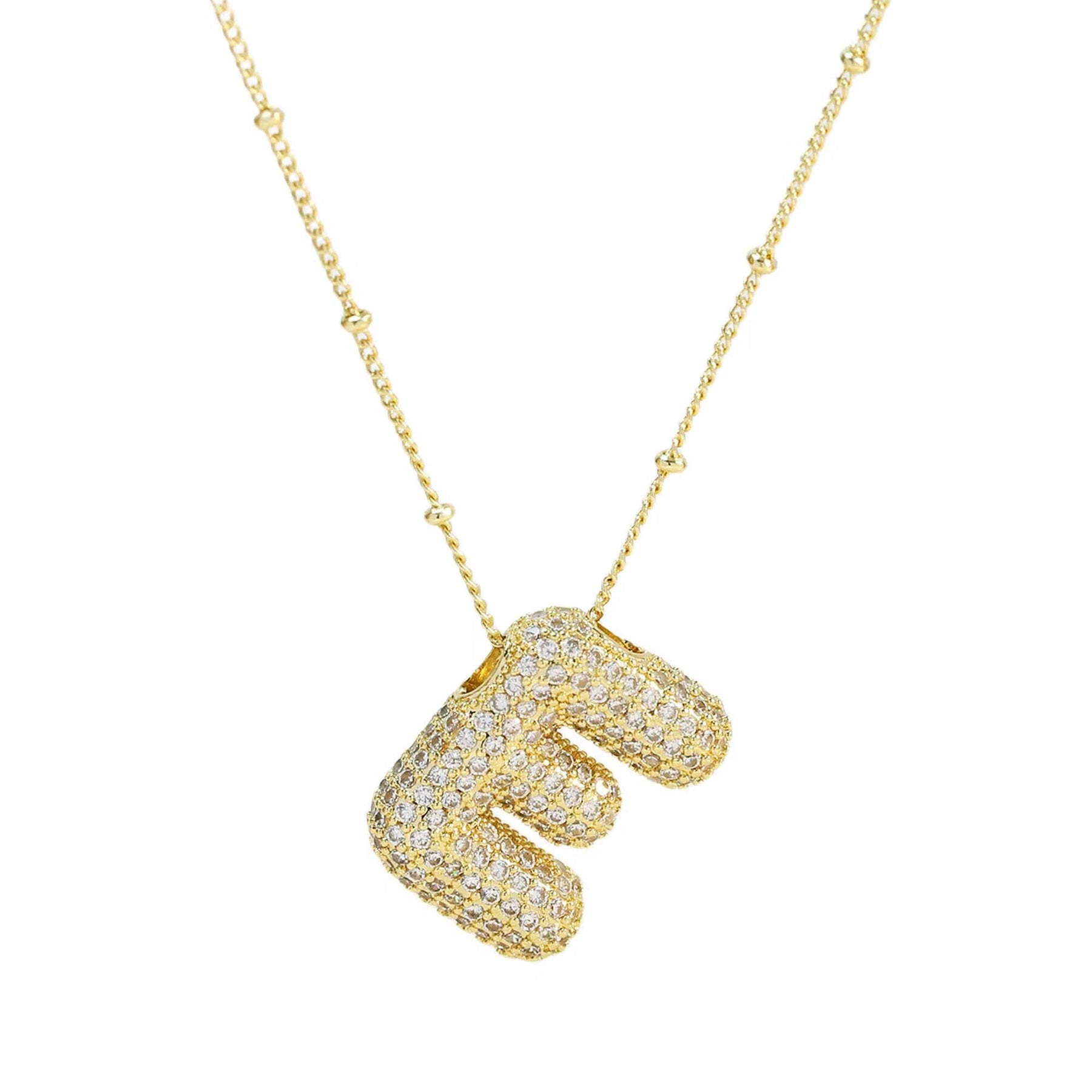 Initial Balloon Bubble 18K Gold Necklace