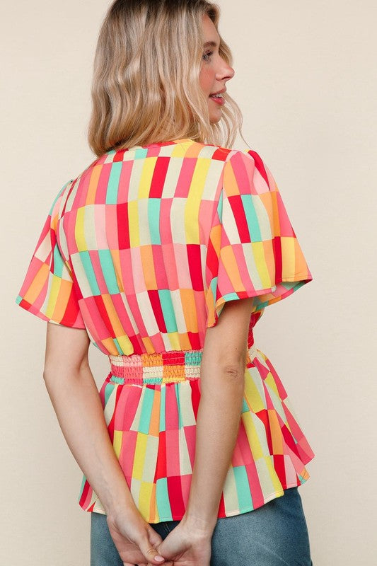 I Will Stay True Blouse - Red, Coral & Yellow