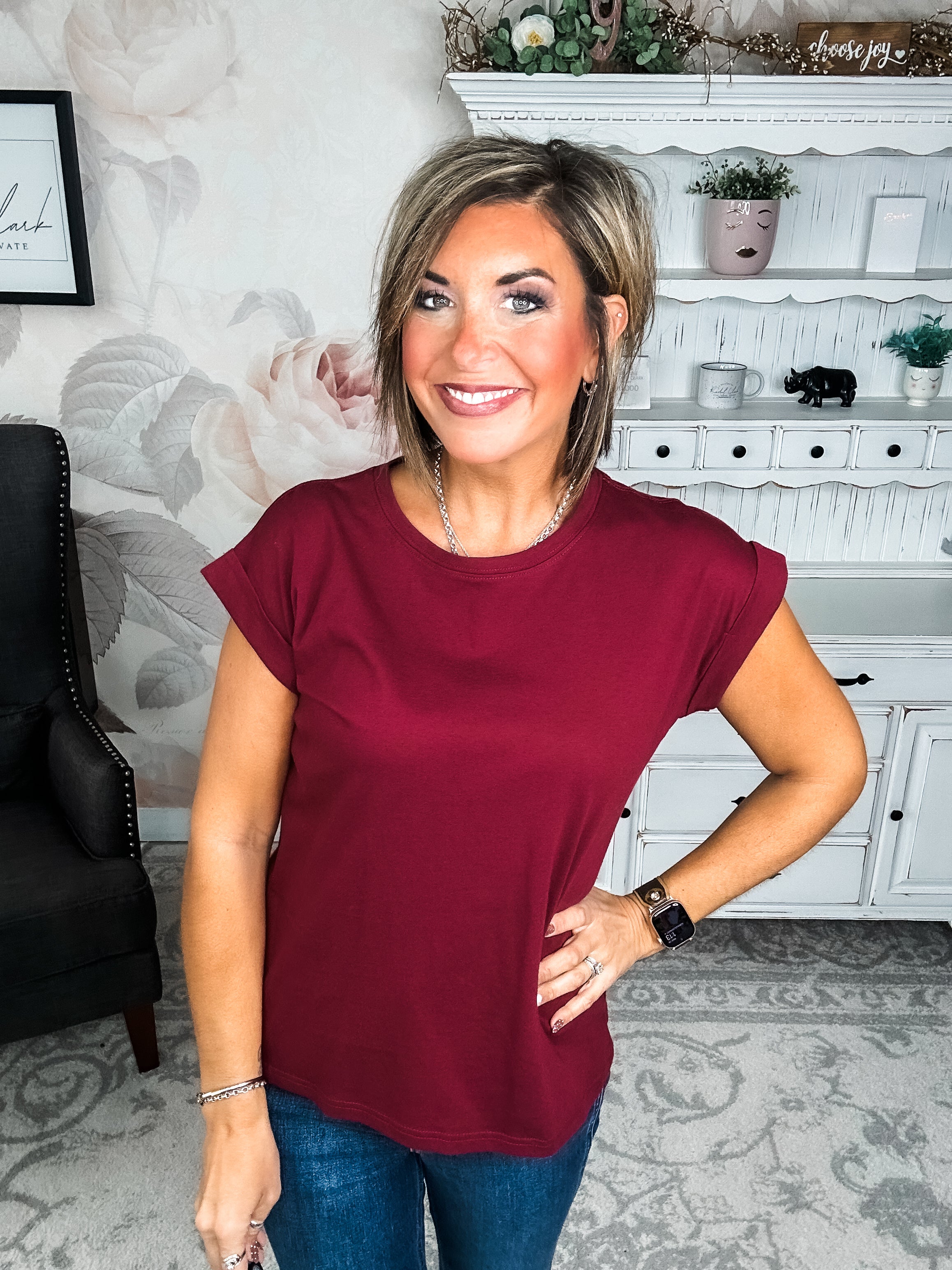 BLACK FRIDAY EXCLUSIVE - Up All Night Short Sleeve Tee- Cabernet