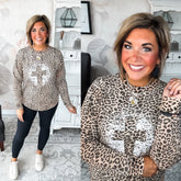 Grunge Cross Leopard Pullover