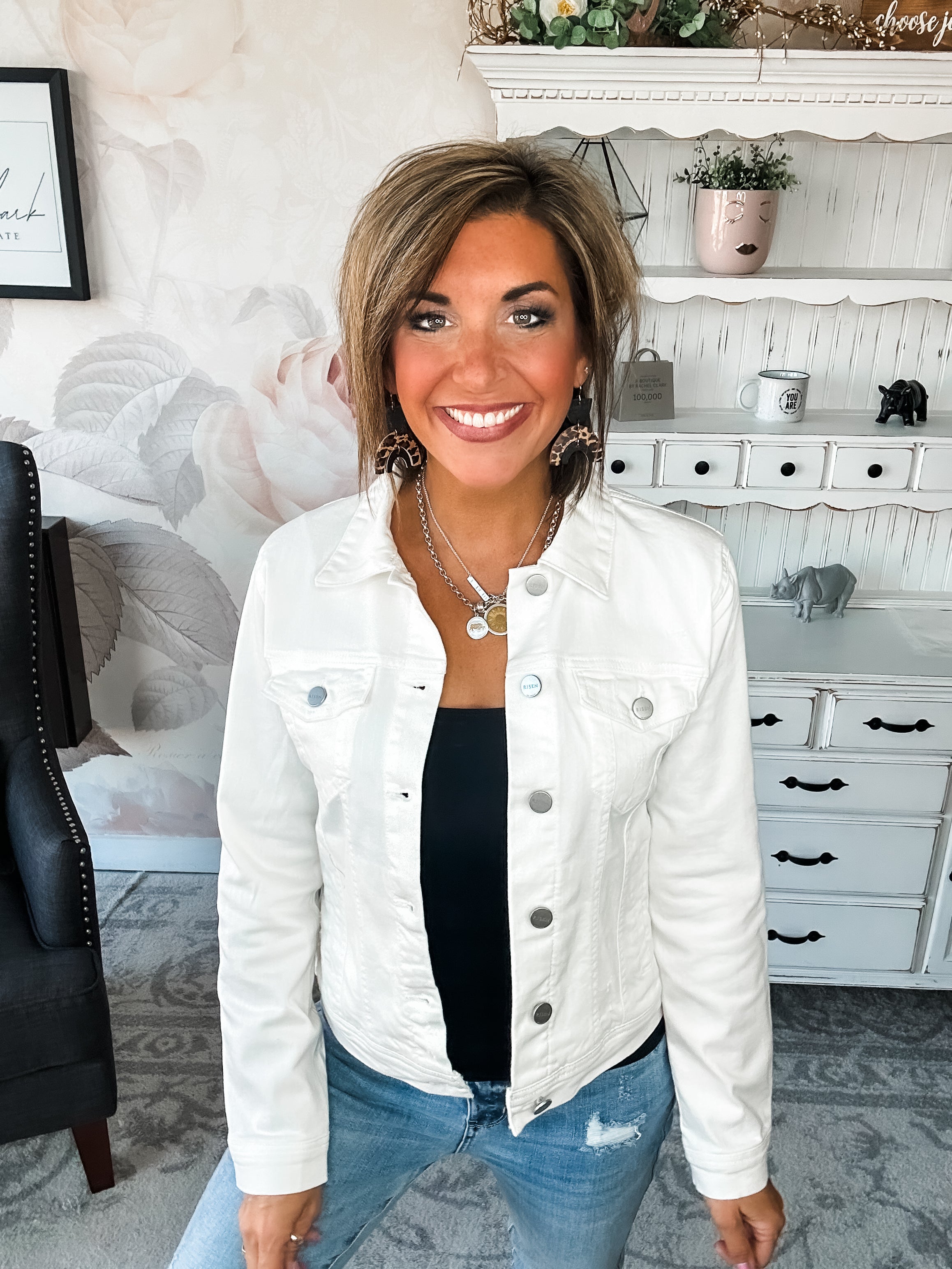 Friends Forever Vintage Wash Jean Jacket - White