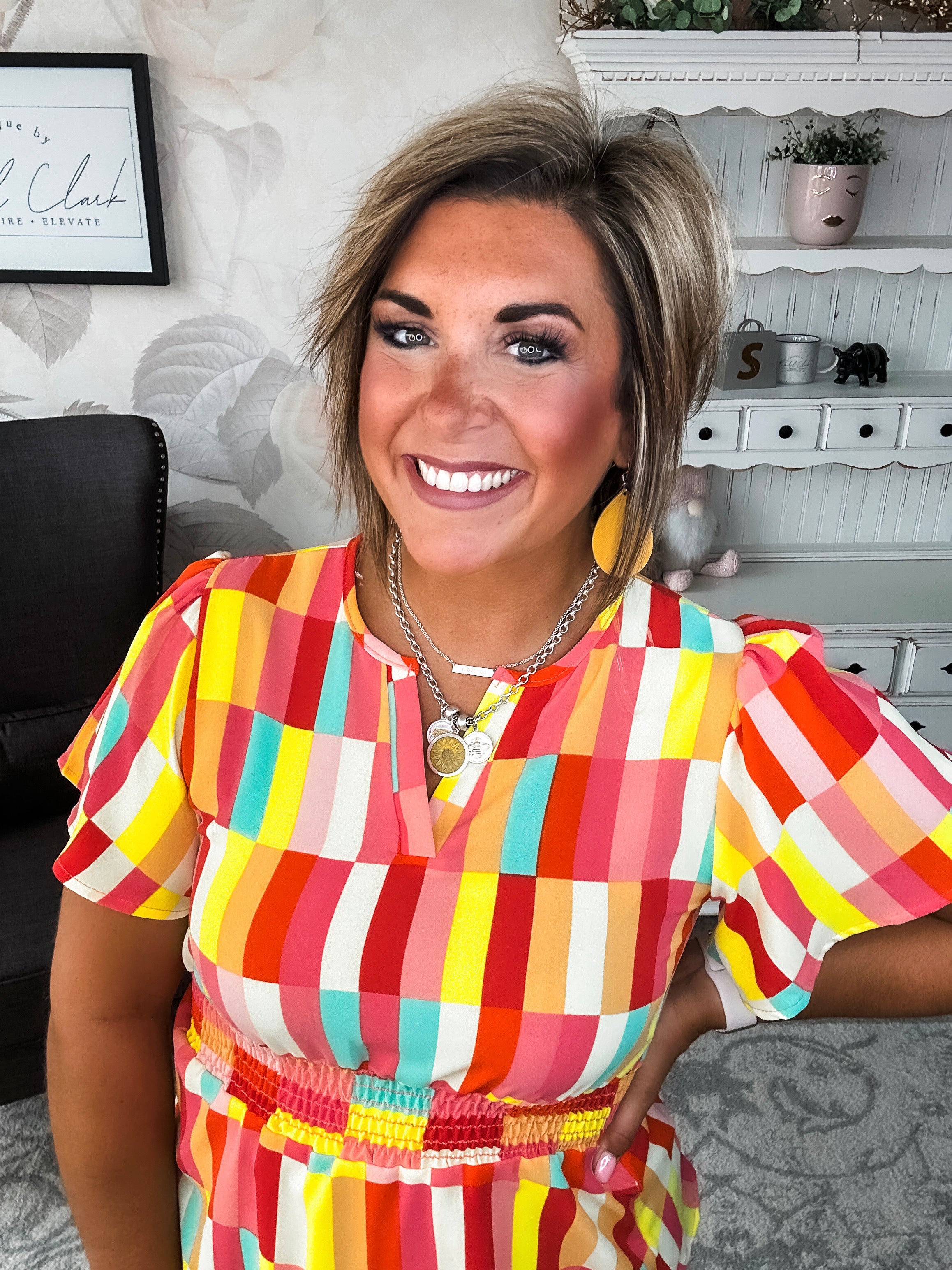I Will Stay True Blouse - Red, Coral & Yellow