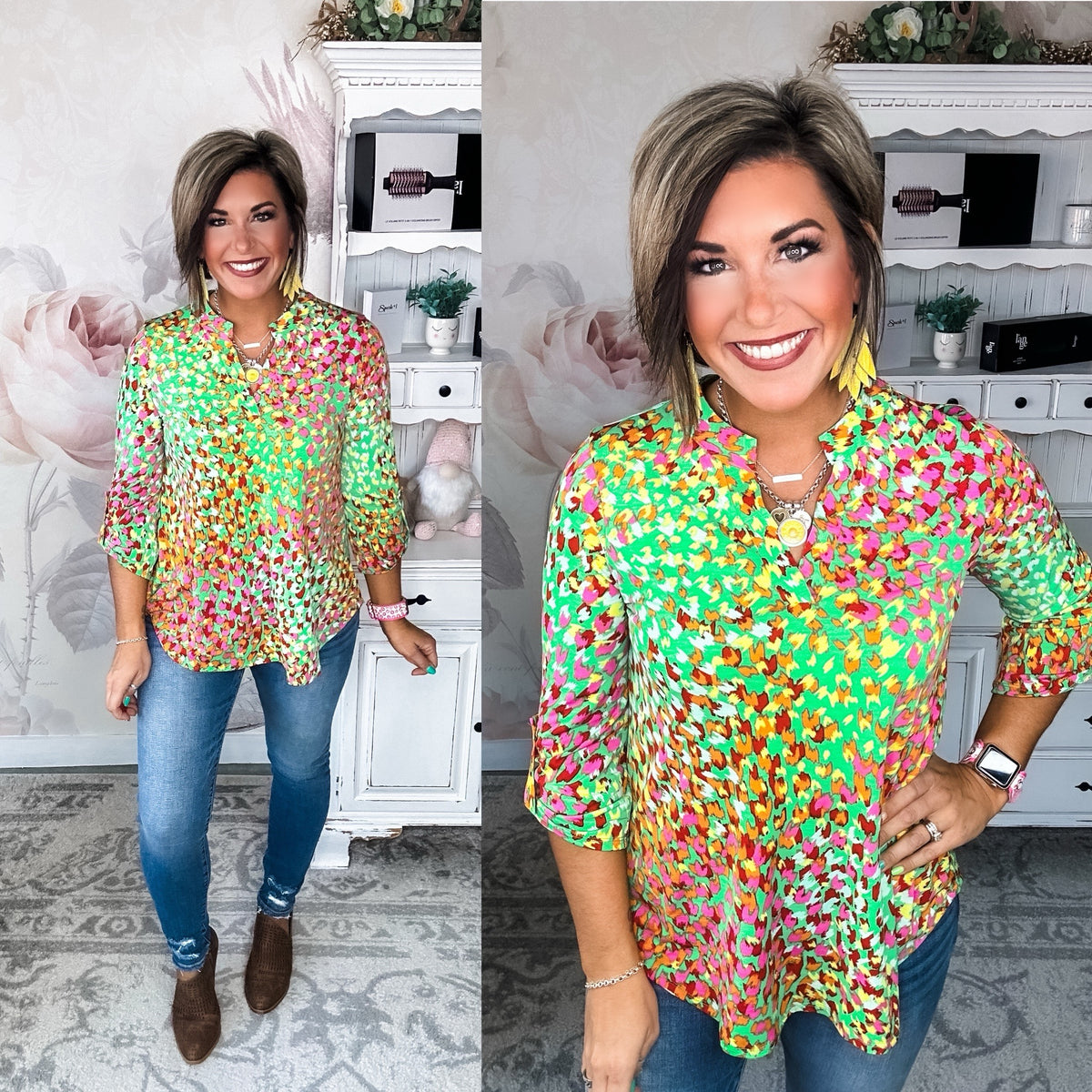 Figure It Out Top - Green Multi