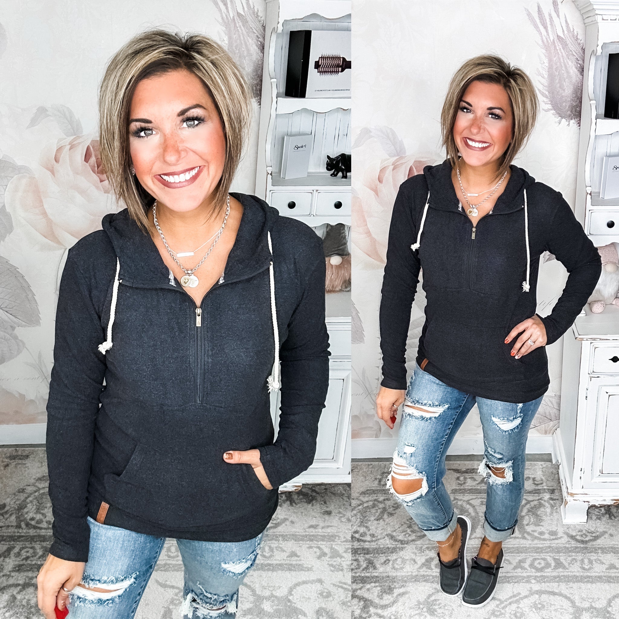 Ampersand Avenue - Halfzip Hoodie Performance Fleece - Stone