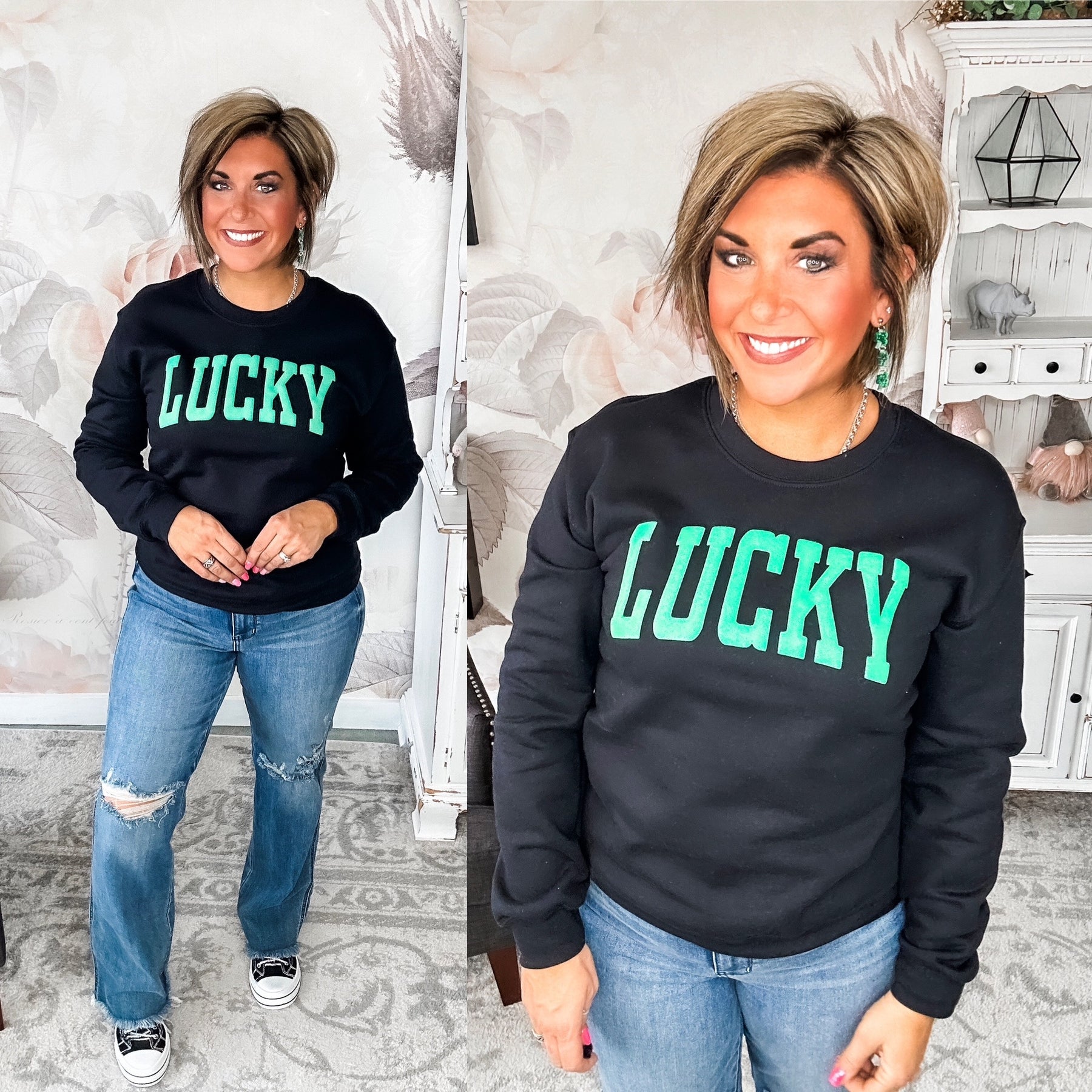 Green Lucky Puff Sweatshirt