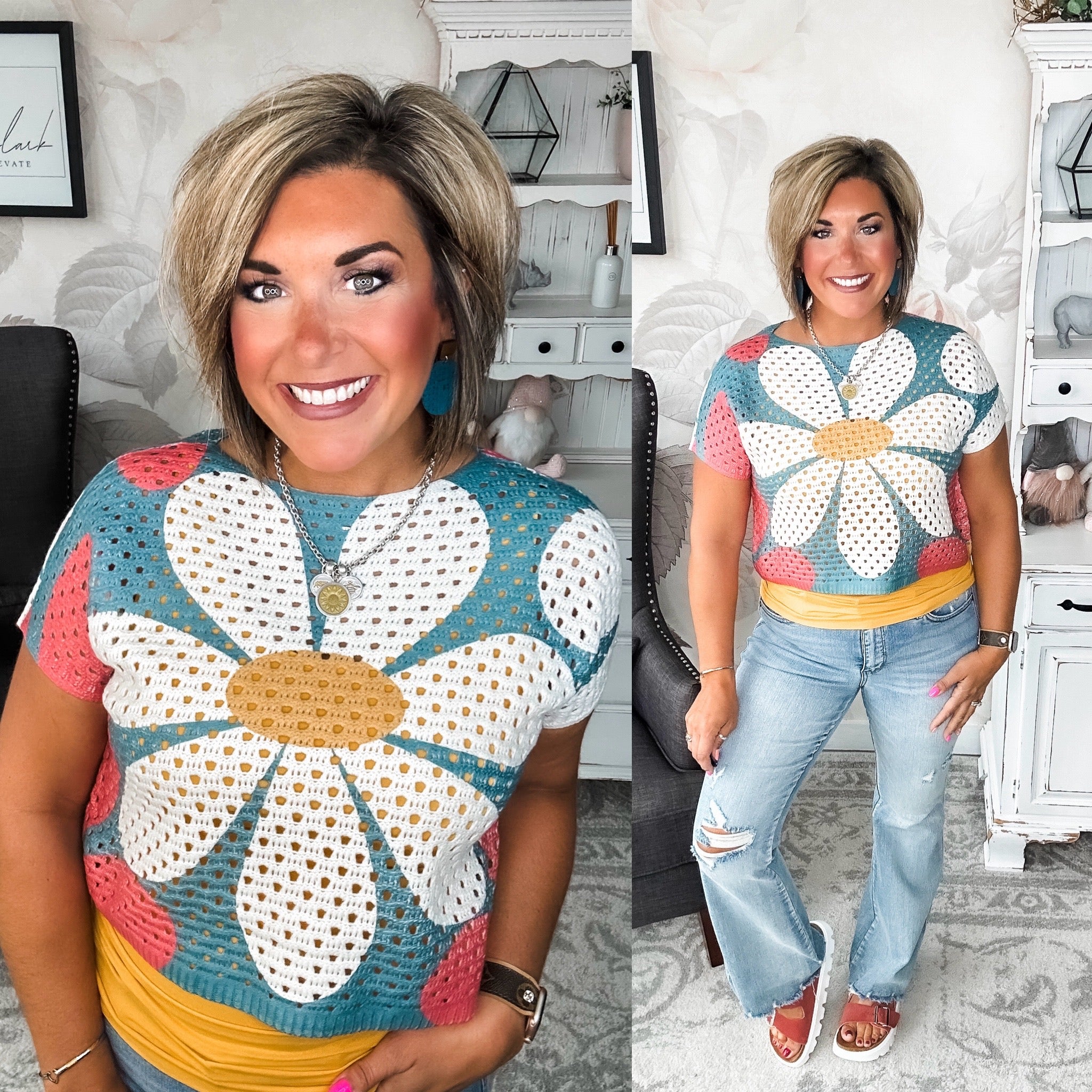 Garden Vibes Crochet Sweater