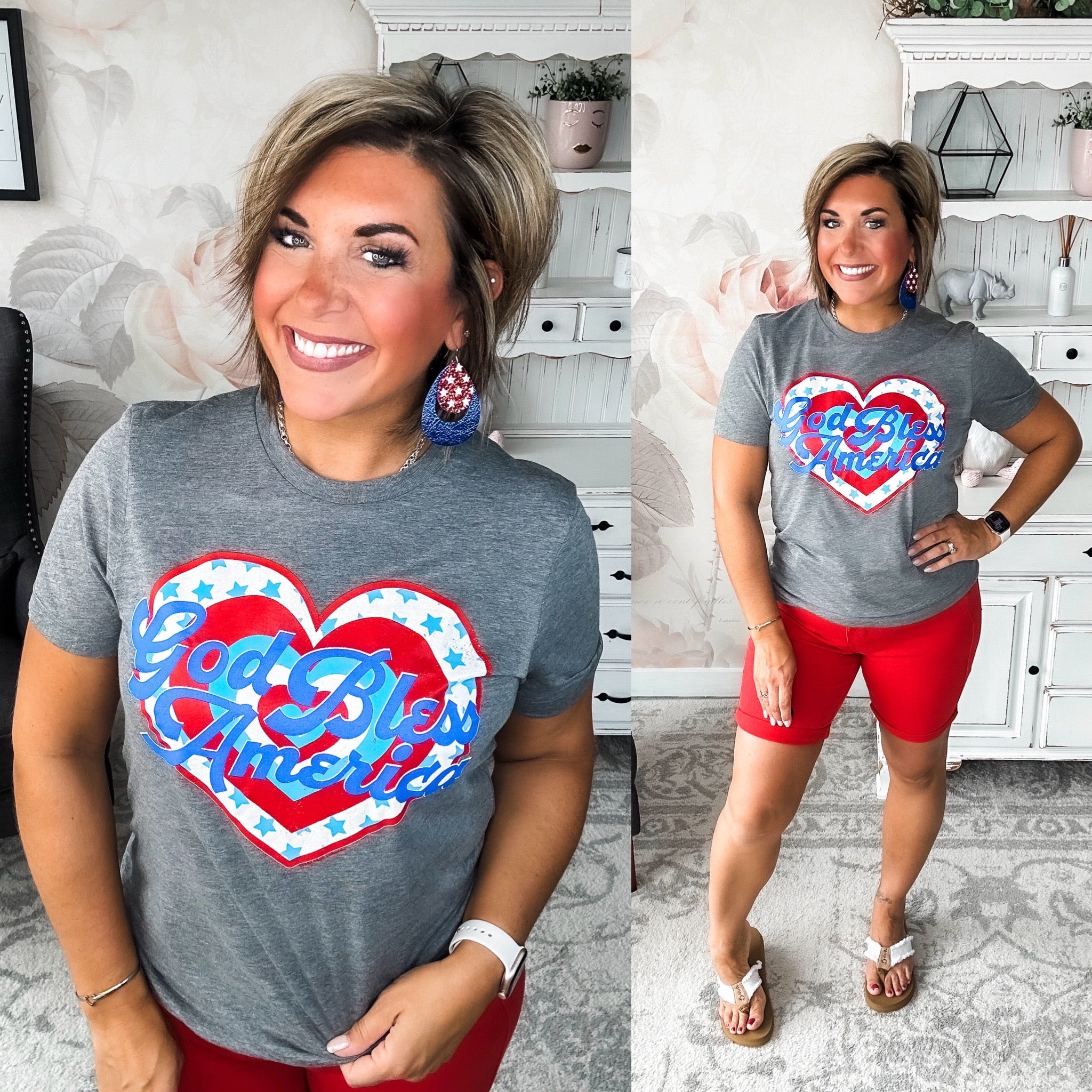 God Bless America Heart Graphic Tee