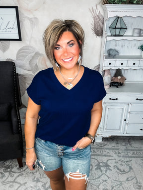 No Stories Here Top - Navy