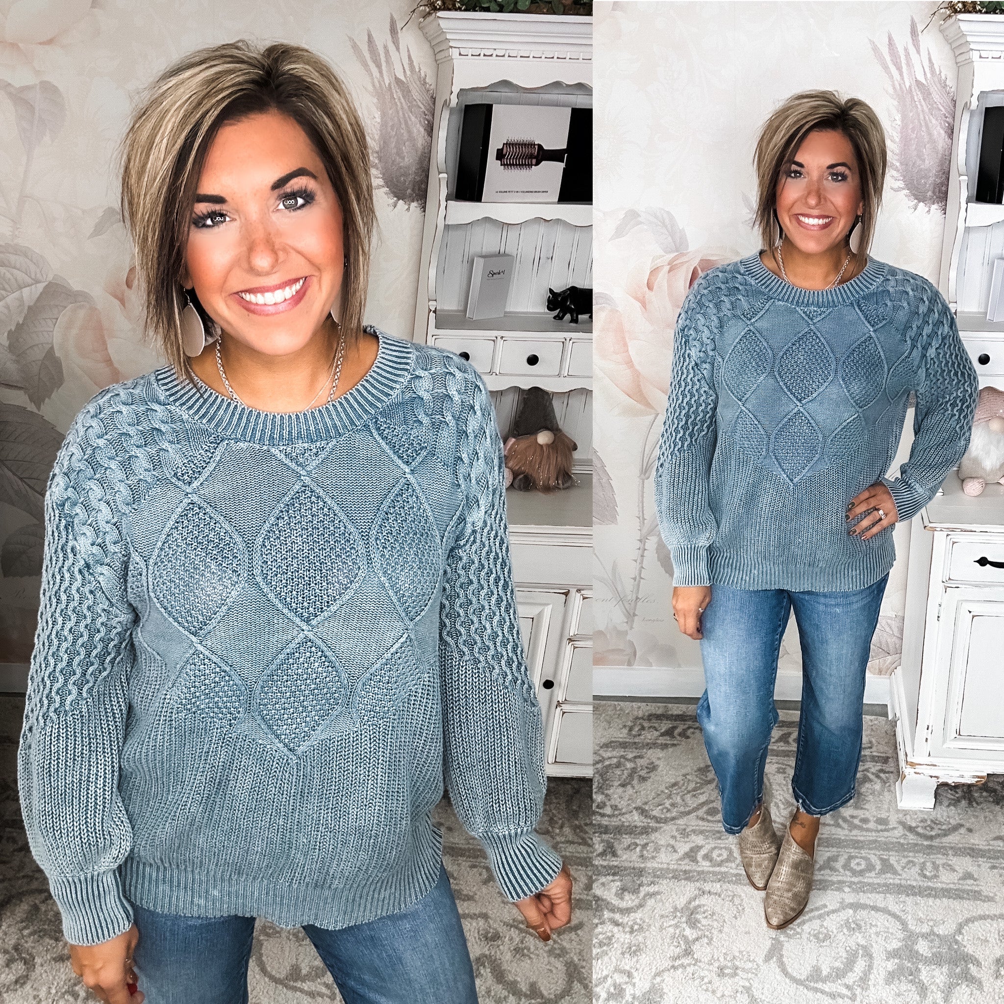 Classic Feelings Textured Sweater - Dark Teal