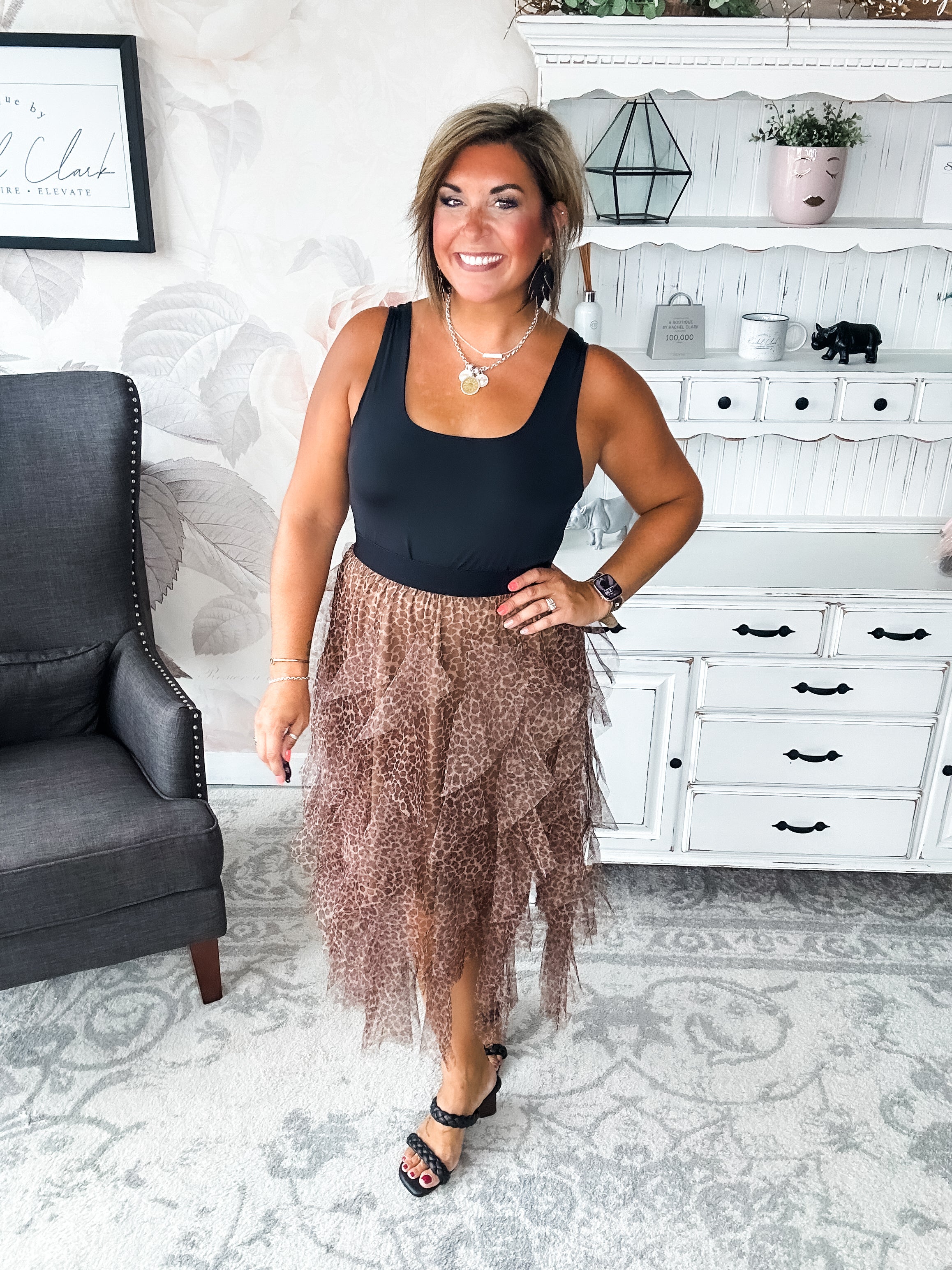 Never Change Mesh Leopard Skirt