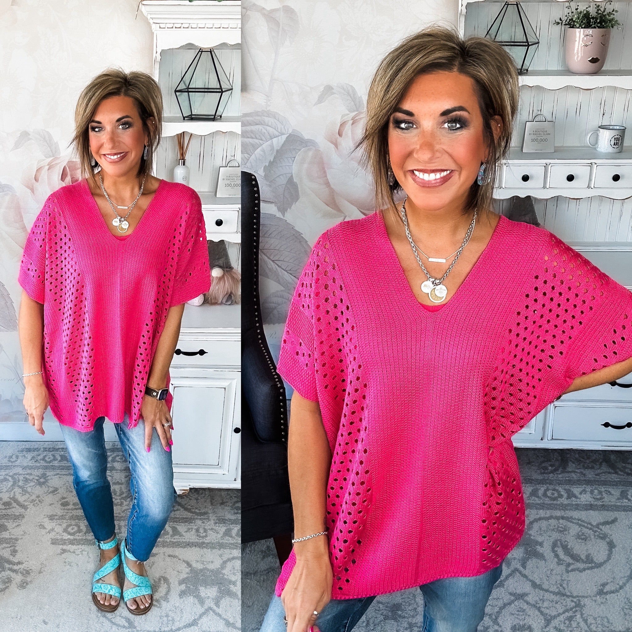 Know Your Blessings Pullover Top - Fuchsia