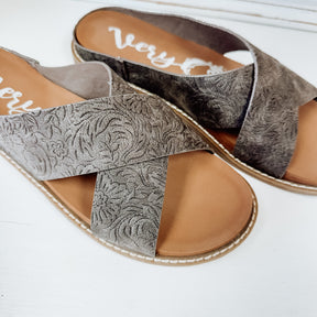 Tawney Tooled Sandal - Charcoal