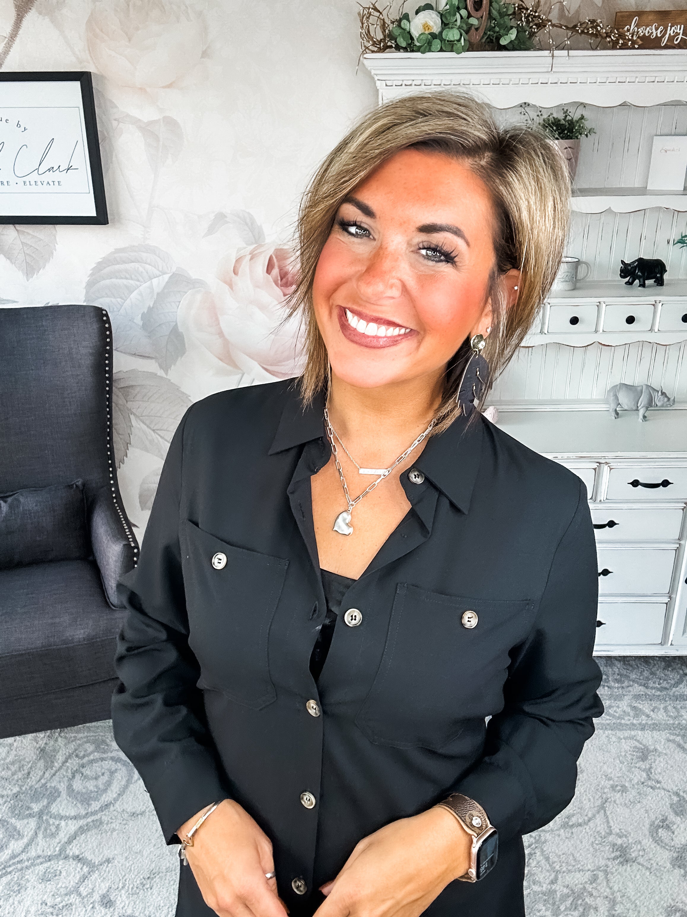 From the Top Button Down Dress - Black