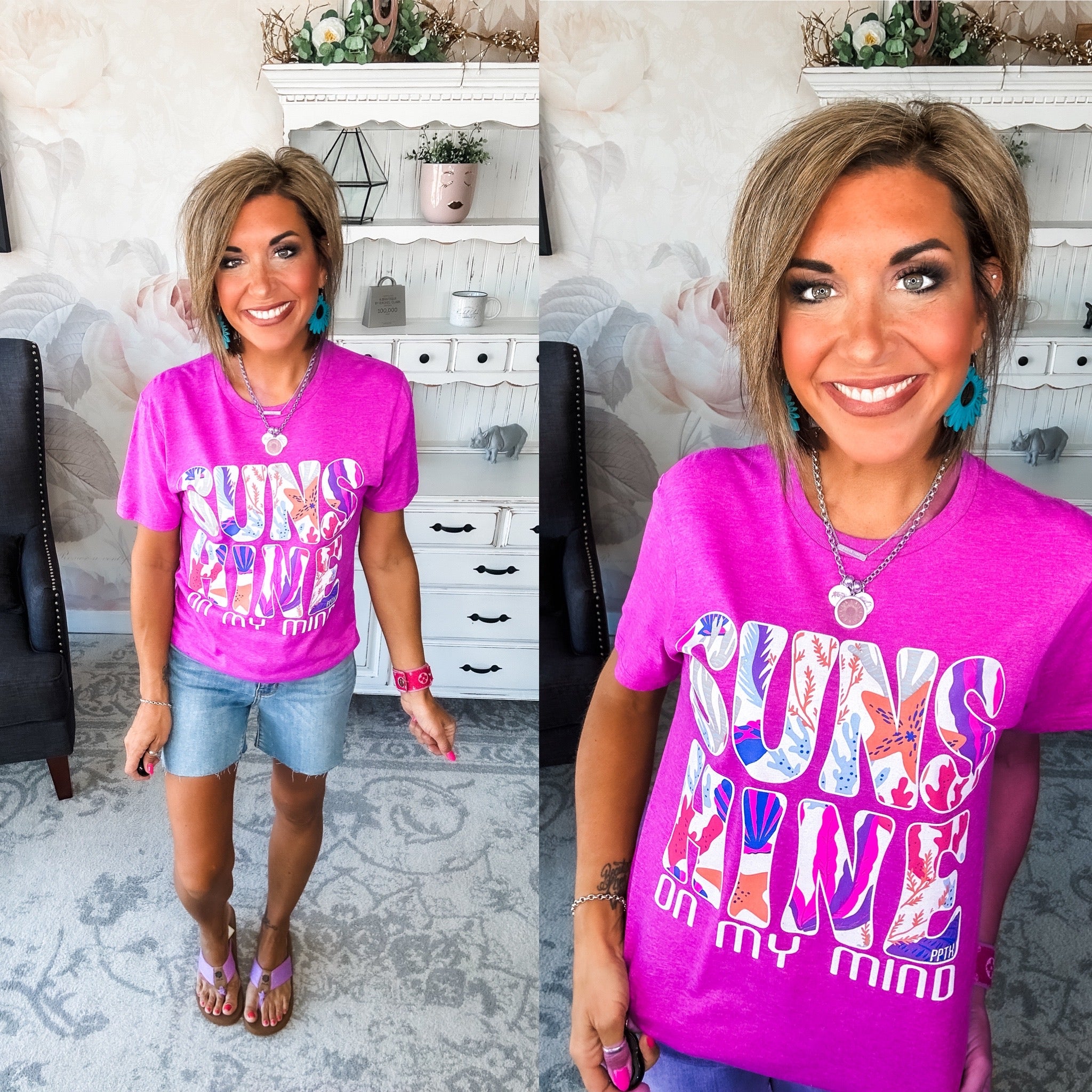 Sunshine On My Mind Graphic Tee - Pink