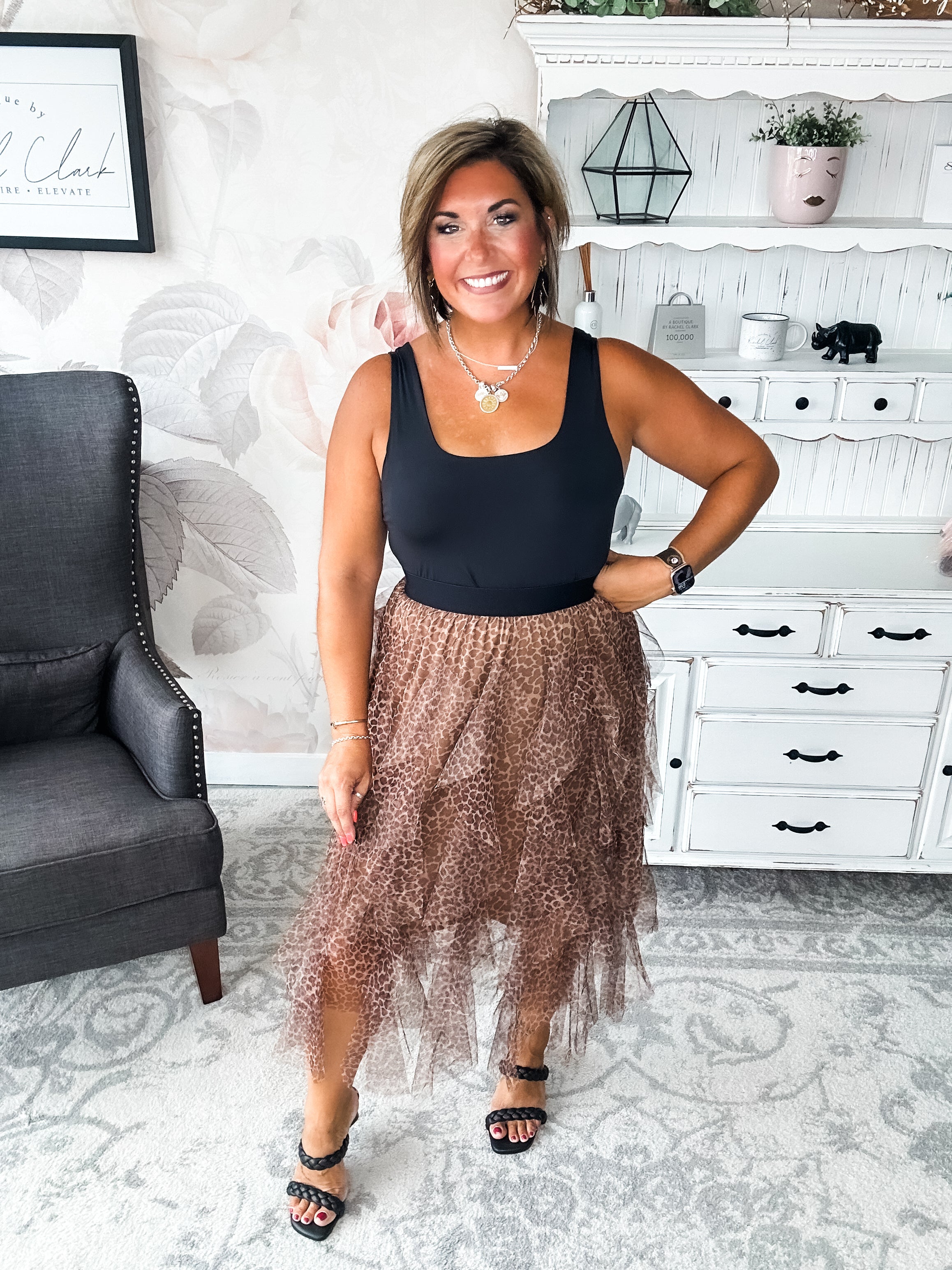 Never Change Mesh Leopard Skirt