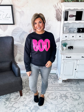 Pink Sequin BOO Sweatshirt