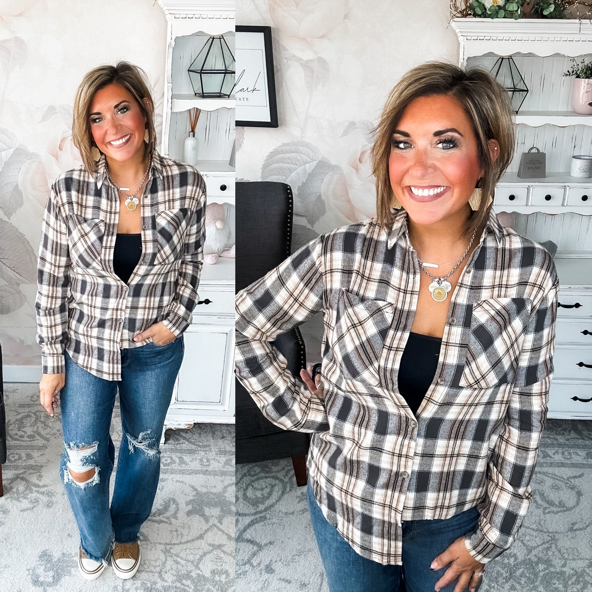 Just A Glimpse Button Down - Olive