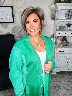 New Desire Sweatshirt Cardigan - Green