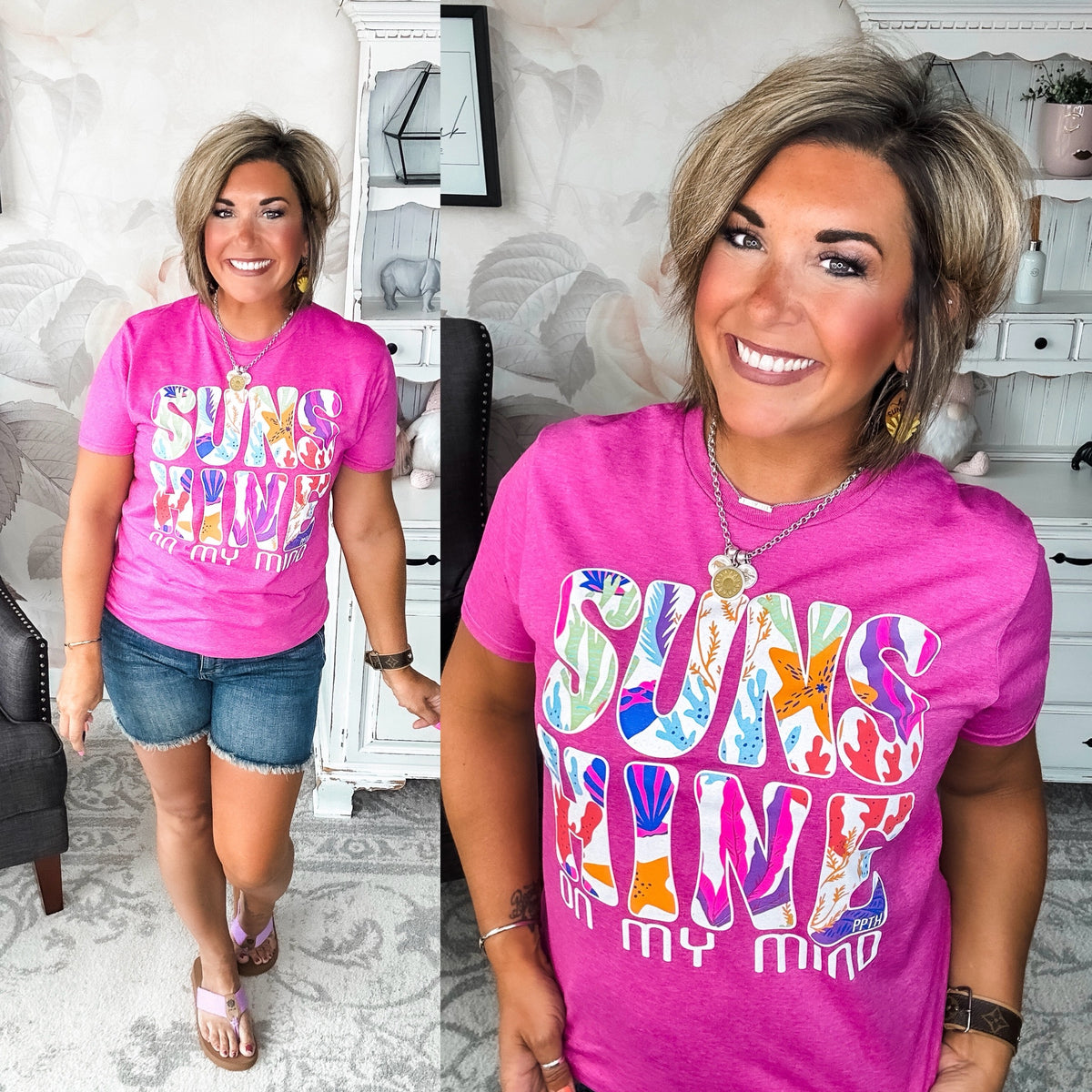 Sunshine On My Mind Graphic Tee - Pink