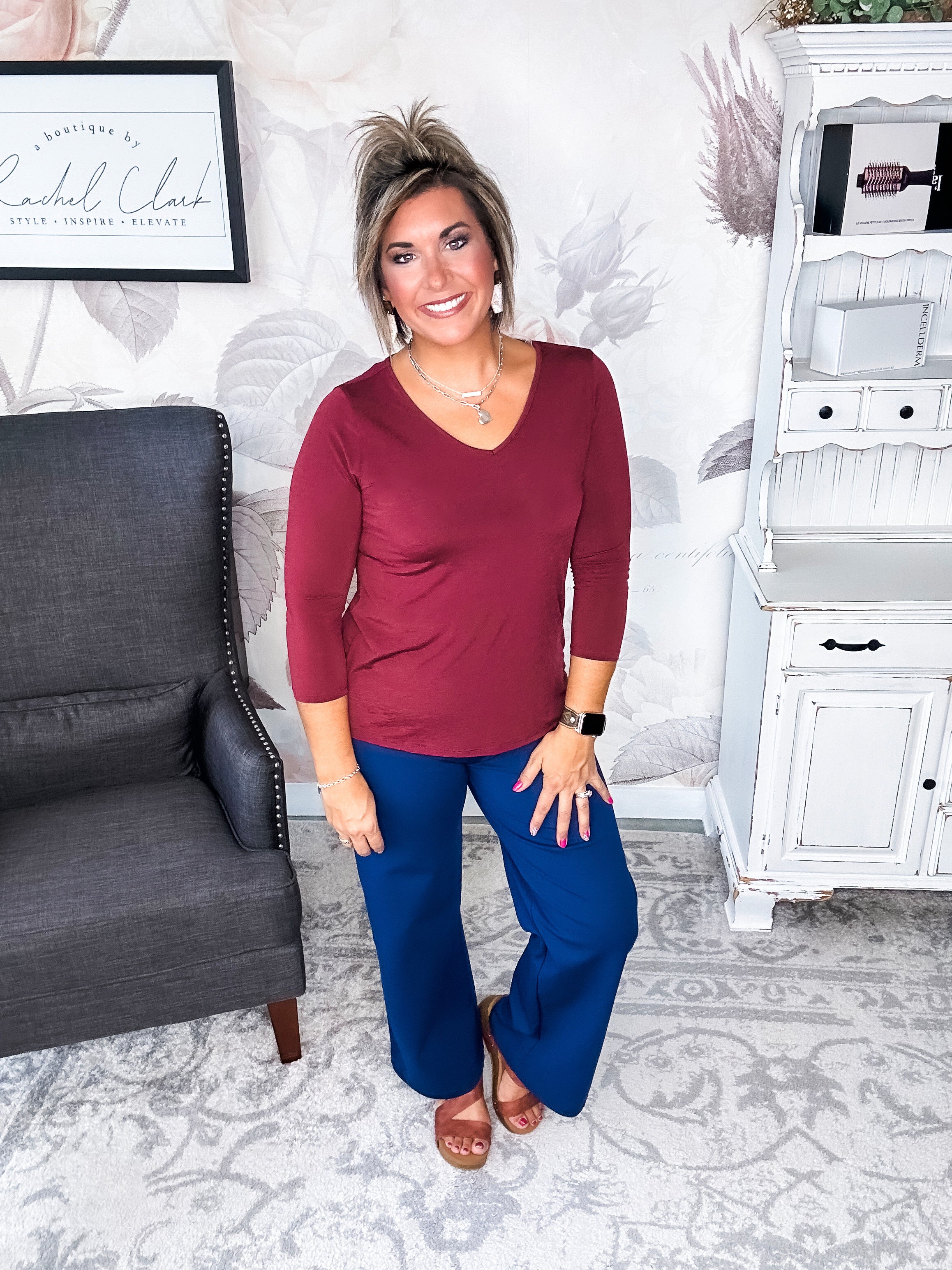 Find The Answer V-neck Top - Wine