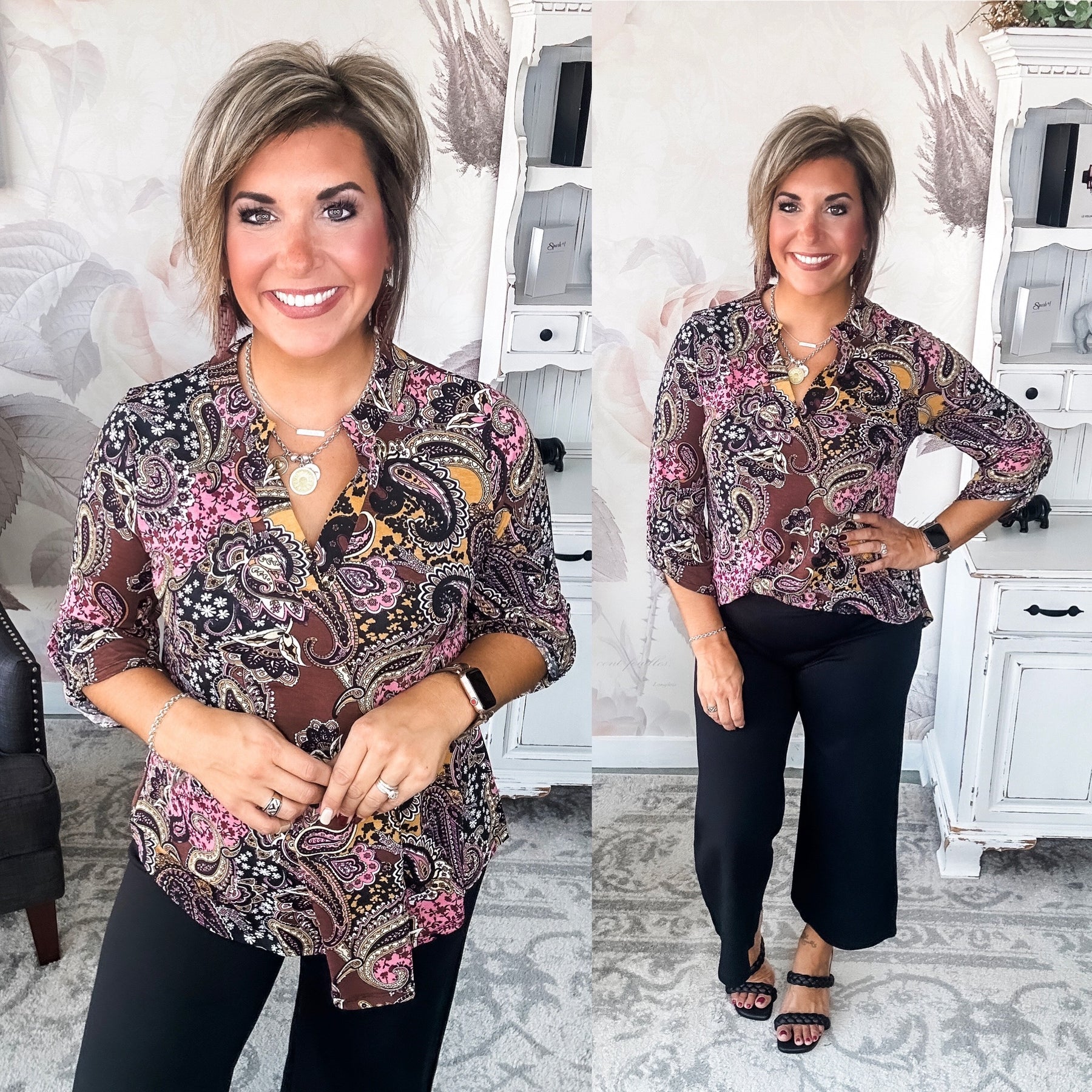 Figure It Out Top - Mauve Multi