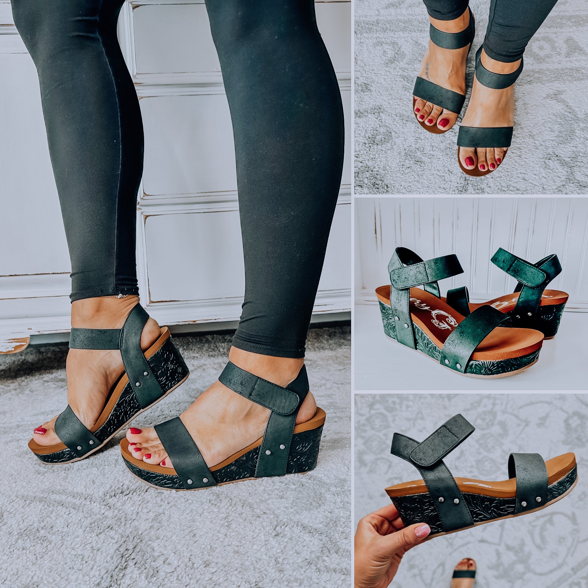 Devon Wedge Sandal - Black 2