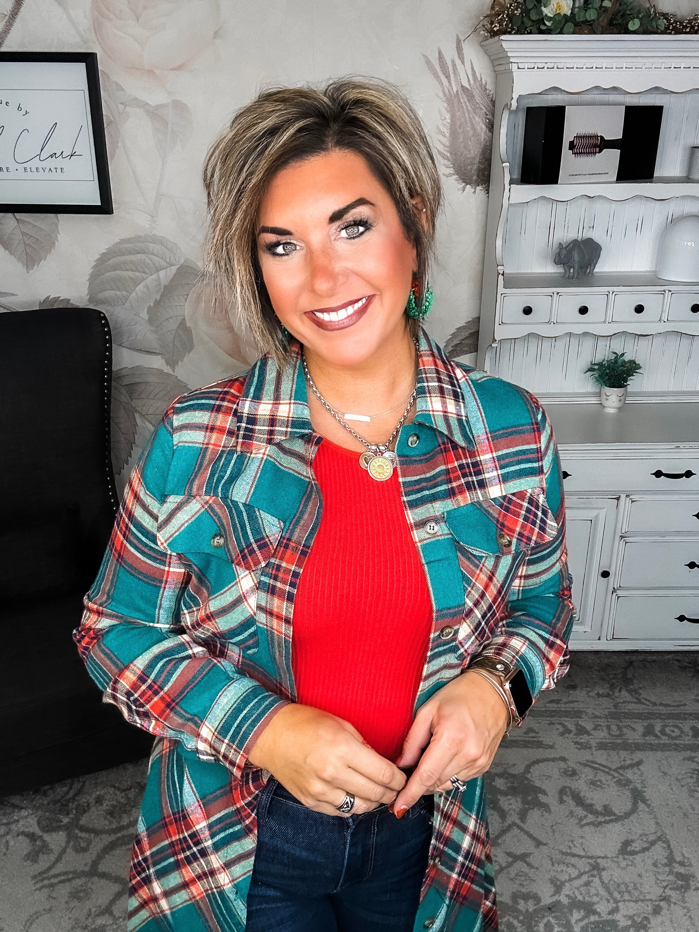 Moving on Up Button Down Dress - Green