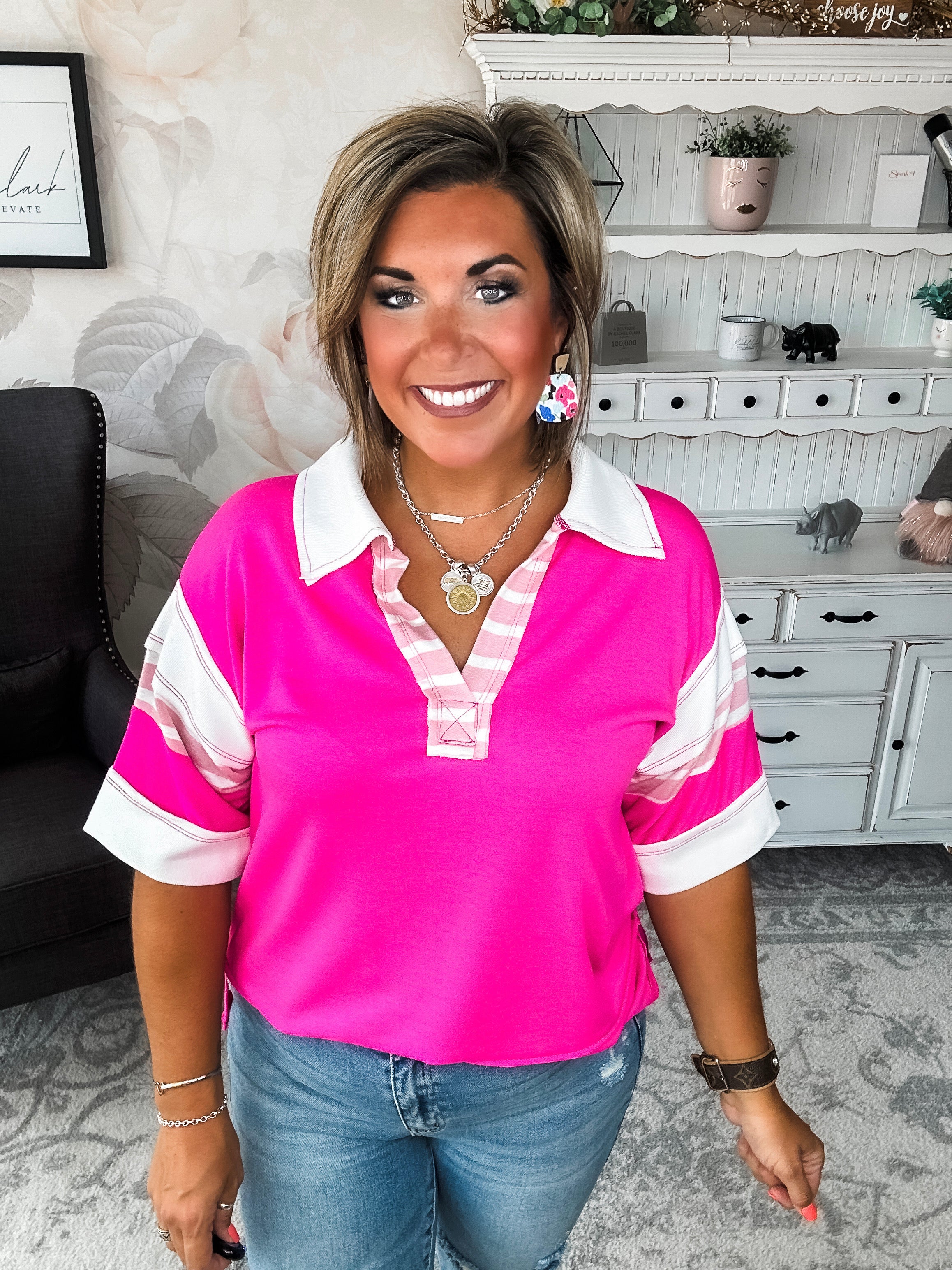Something Felt Right Pullover - Hot Pink