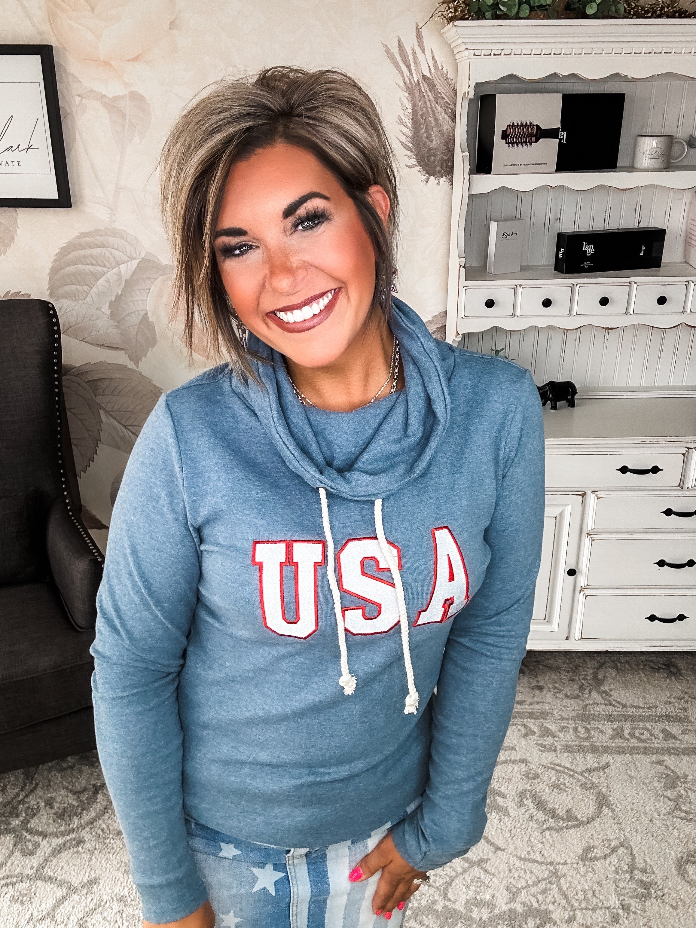 Ampersand Avenue Cowlneck Sweatshirt - Oh Say Can You See