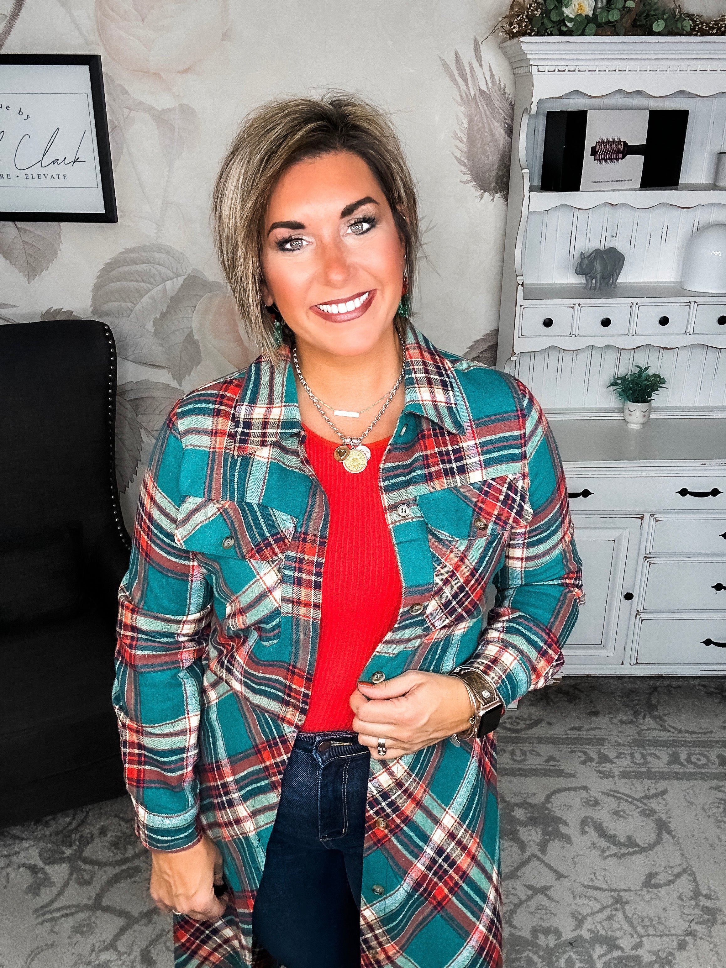 Moving on Up Button Down Dress - Green