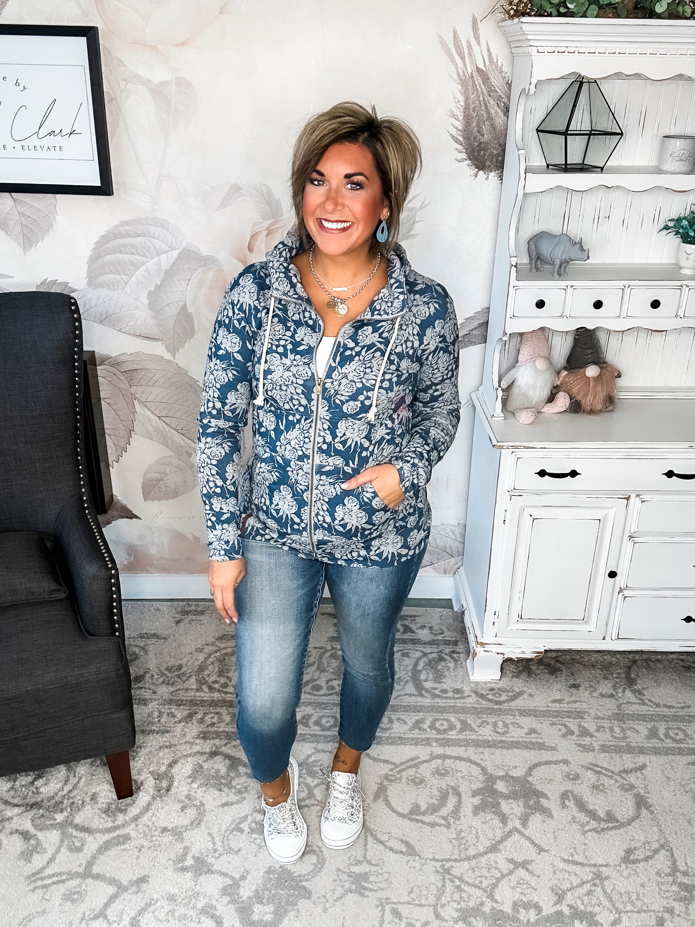 Ampersand Avenue Fullzip Sweatshirt - Twilight Blooms