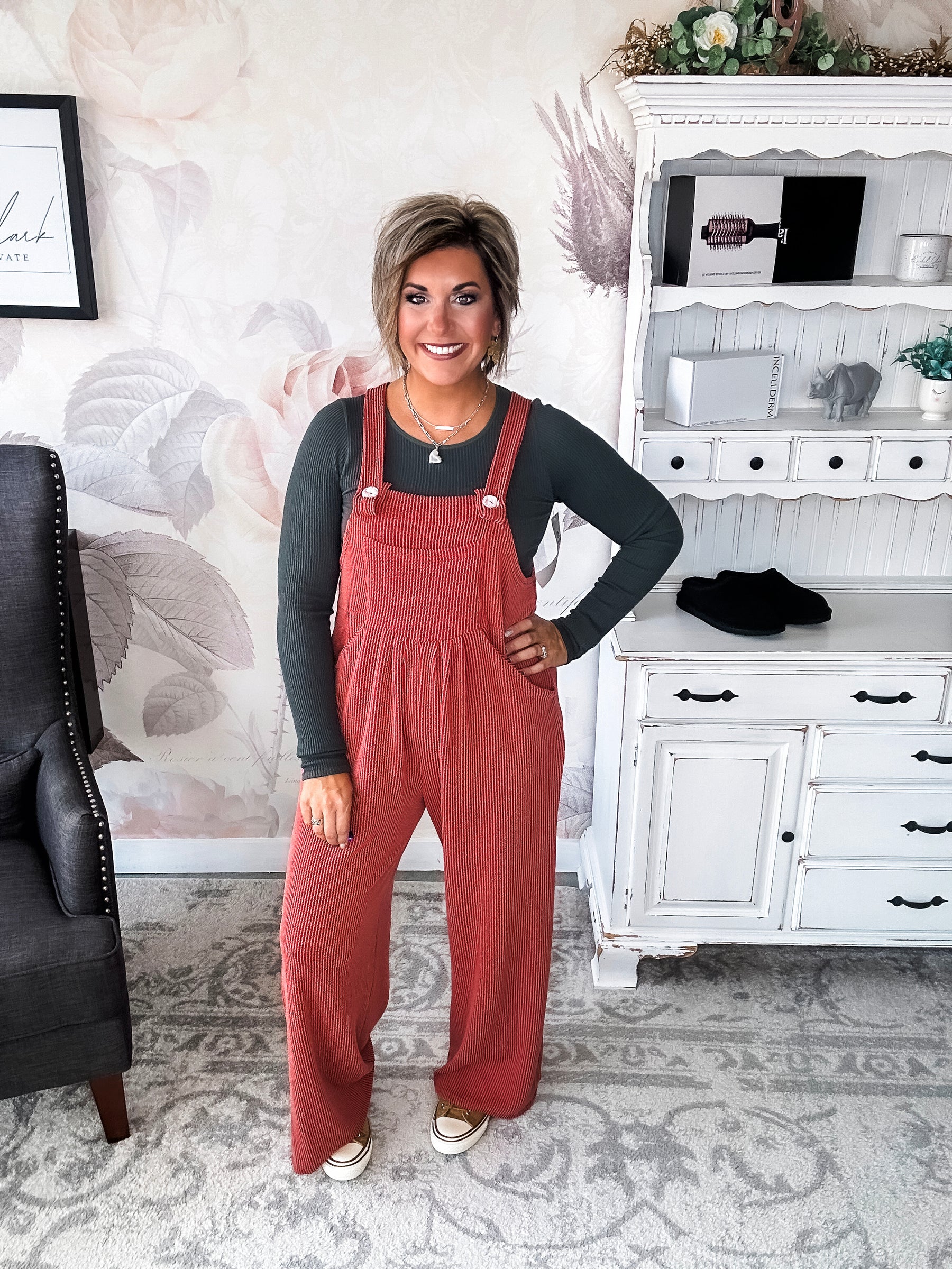 Breaking My Heart Boho Overalls - Rust