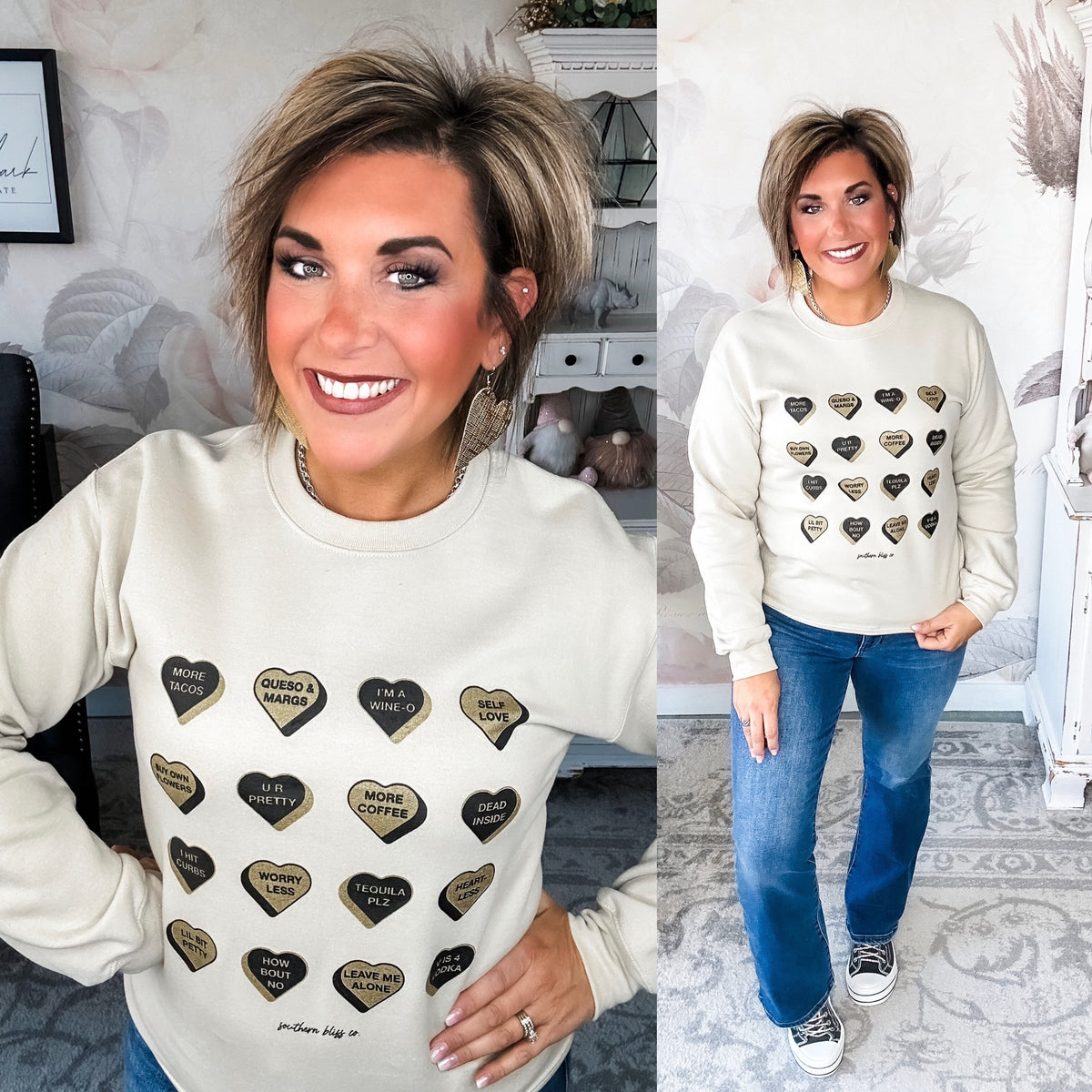 Glitter Candy Hearts Sweatshirt