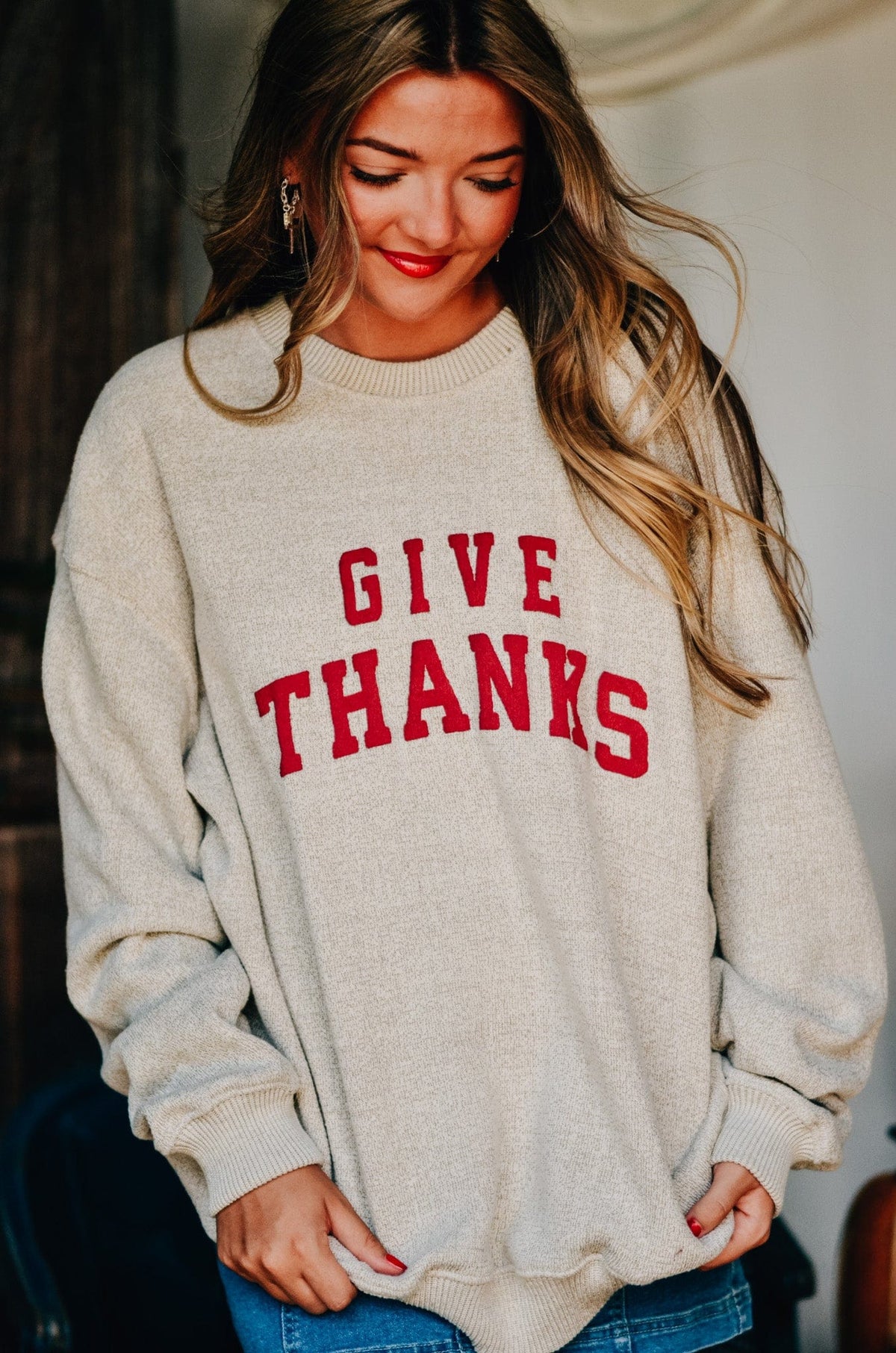Give Thanks Knit Sweatshirt *ONLINE EXCLUSIVE*