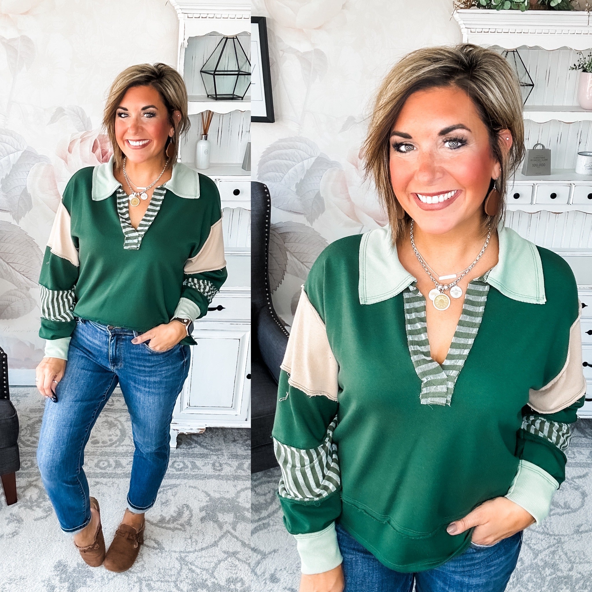 Not Here With Me Pullover - Hunter Green