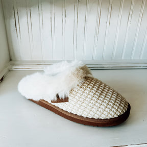 Sweater Platform Slipper - Cream