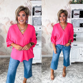 Let Me Work It Blouse - Hot Pink