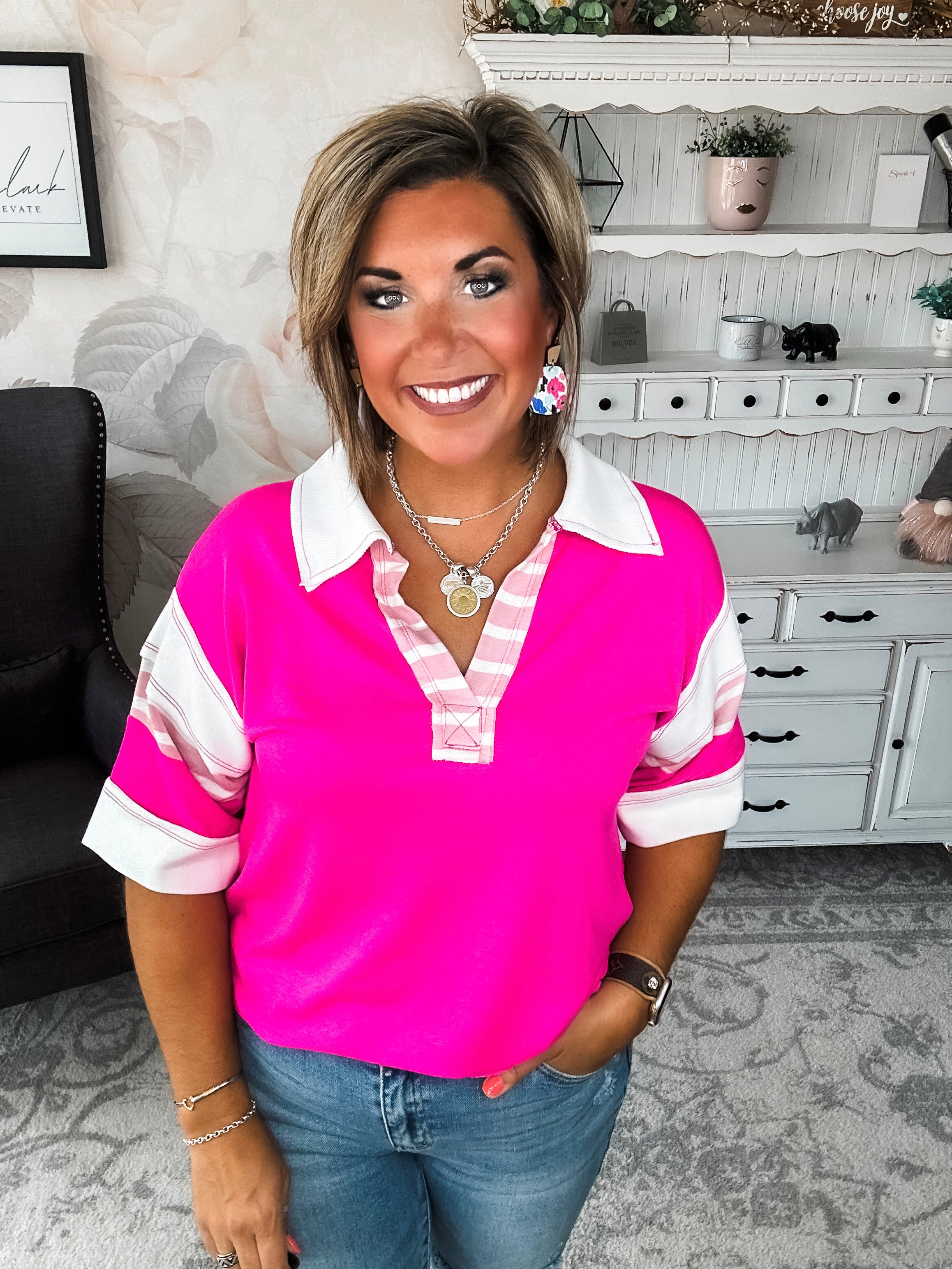 Something Felt Right Pullover - Hot Pink