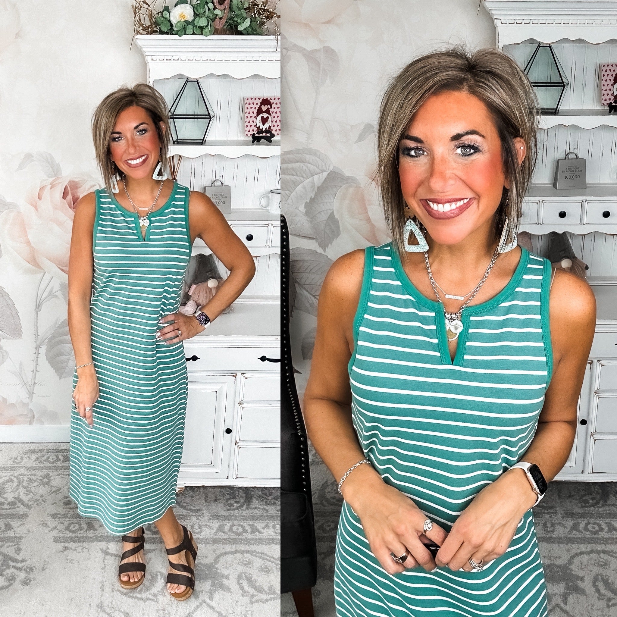 Ampersand Avenue Striped Midi Dress - Sweet Mint