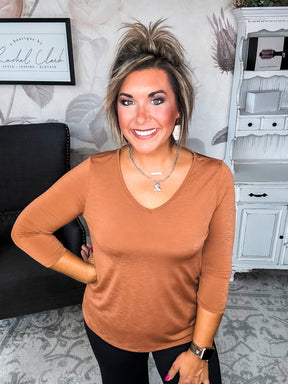 Find The Answer V-neck Top - Rust